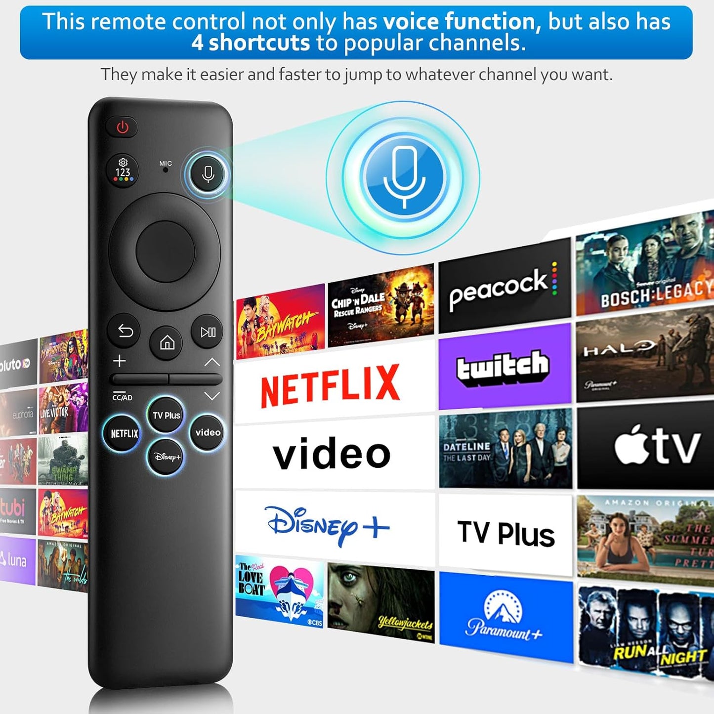 Rechargeable Voice Remote for Samsung-TV-Remote-Control-Replacement Compatible with Samsung Smart Frame Curved QLED TVs
