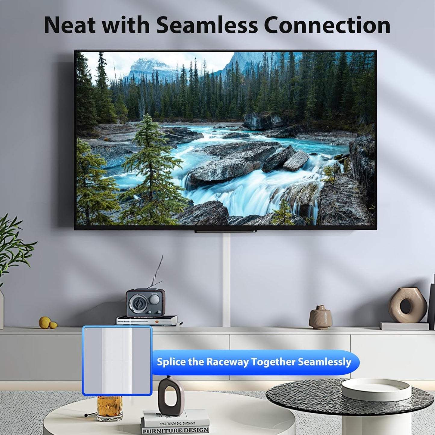 ZhiYo Large Capacity Wire Hiders for TV on Wall for 2-4 Cords, 63in (4xL15.8in) PVC Cable Cover with Adhesive Tape, Snap and Lock Design for Wall Mounted TV, Black Cord Covers for Wires on Wall