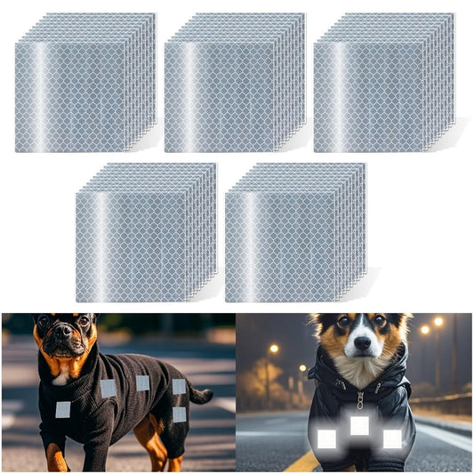 Non Fading White Reflective Stickers 3 inch X 3 inch, Outdoor Waterproof High Visibility Warning Safety Adhesive Reflector Tape (50 Pcs)