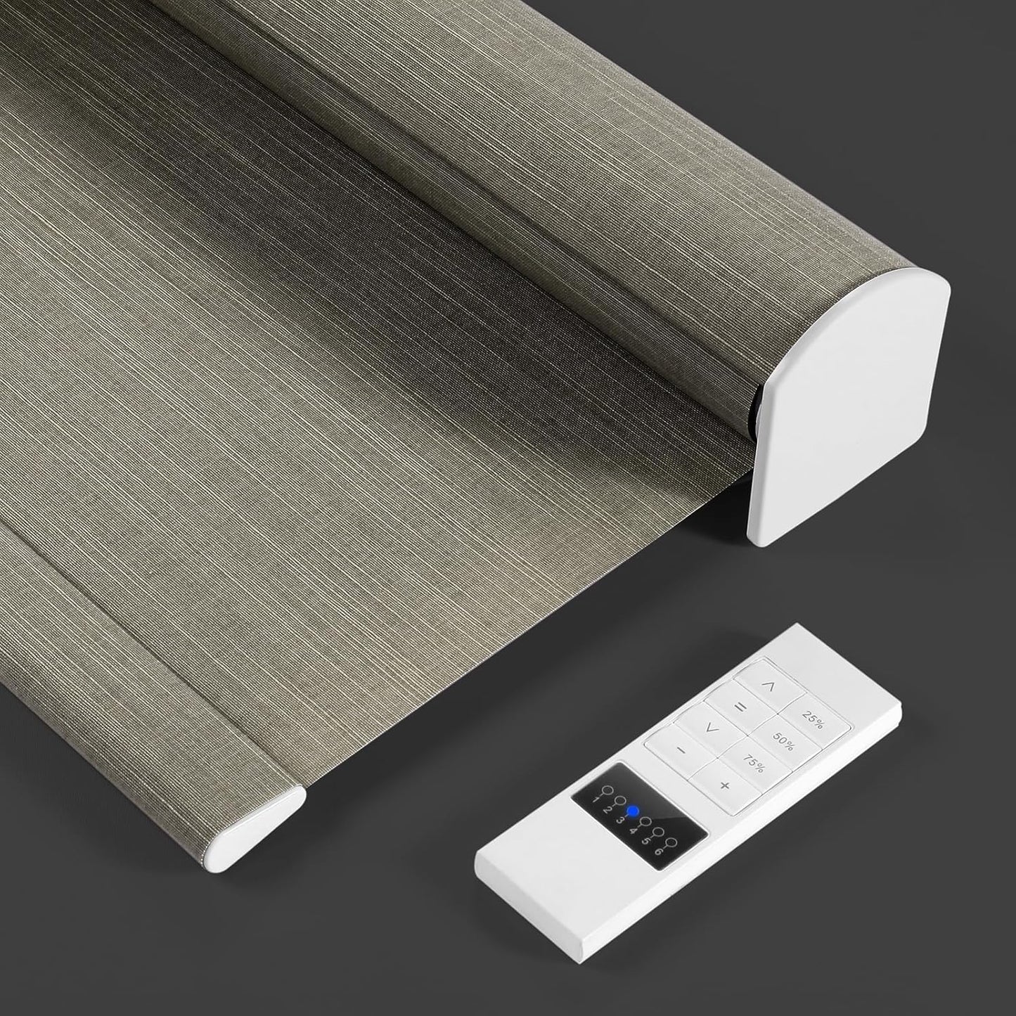 ZSTARR Motorized Light Filtering Roller Blinds with Remote Control,Rechargeable Smart Window Shades Compatible with Alexa Google via Hub,Fabric Wrapped Valance, Custom Size (Light Khaki)