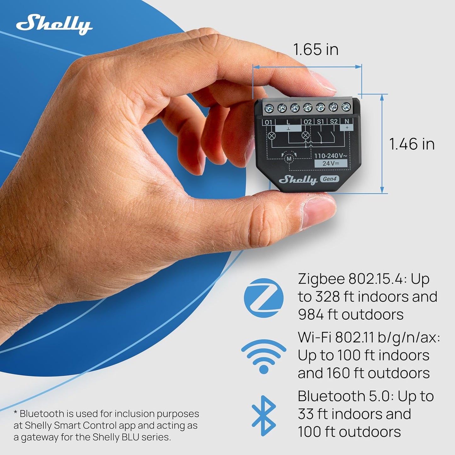 Shelly 2PM Gen4 | Wi-Fi, Zigbee & Matter 2-Channel Smart Relay Switch with Power Metering | Home Automation | Alexa, SmartThings, Google Home, HomeKit Compatible | Roller Shutters Control (4 Pack)