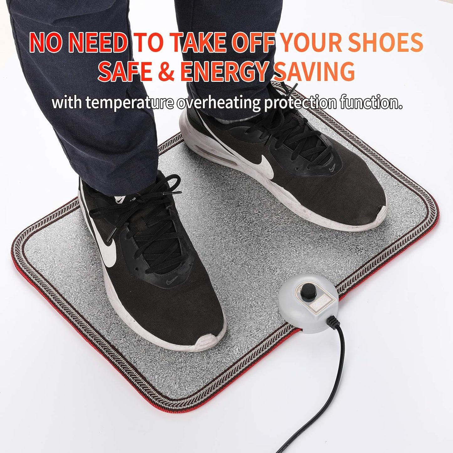 Electric Heated Floor Mats - AC 110V Foot Heater, Heated Foot Warmer Mat Under Desk for Office and Home (Gray)