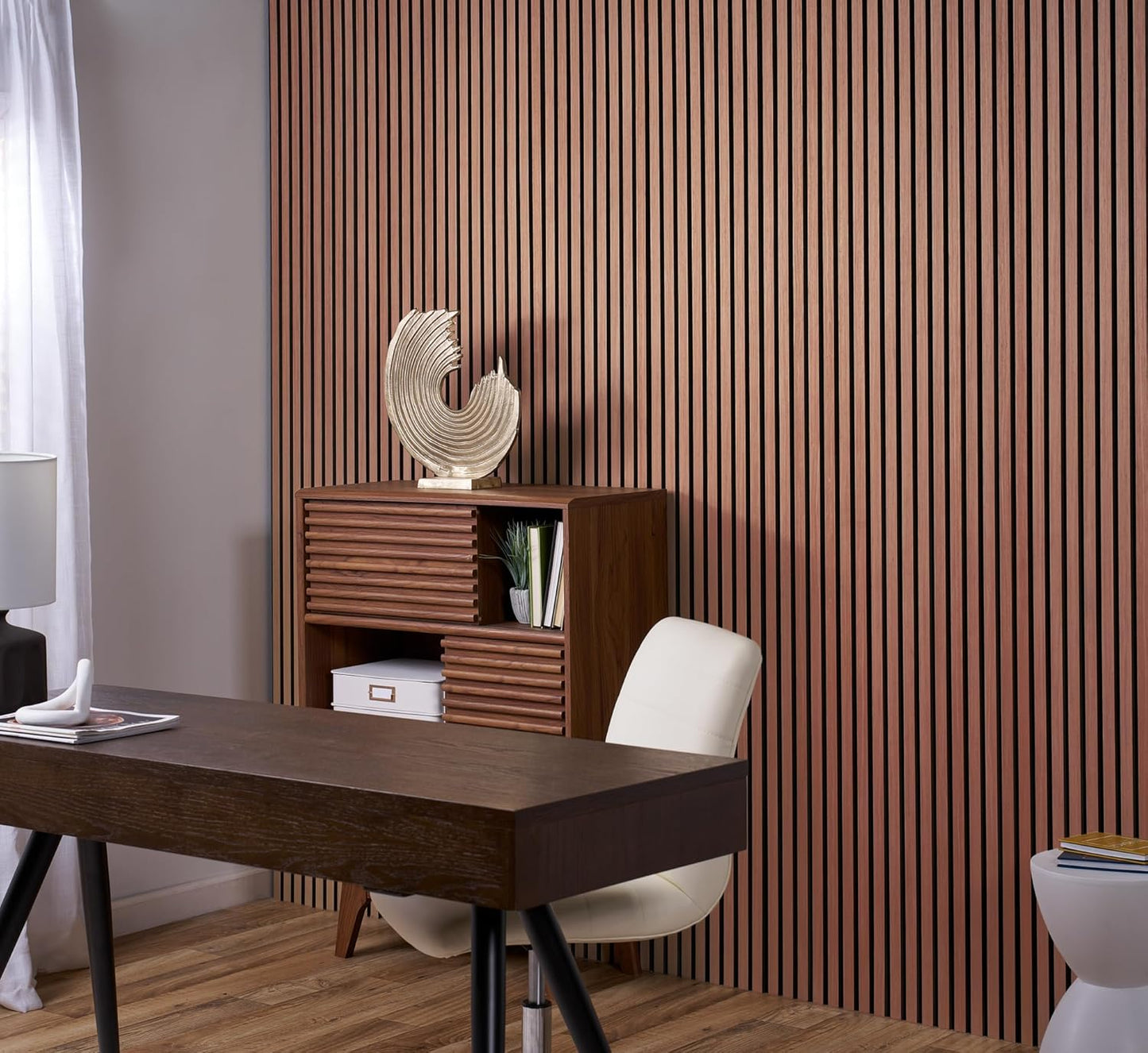 Wood Panels for Wall - Oak Acoustic Wall Panels - 4PK Wall Wood Panels - 94.49” x 12 - Soundproof Wall Panels for Decor - Acoustic Slat Wood Wall Panels for Interior Decoration of Walls (Oak Cherry)