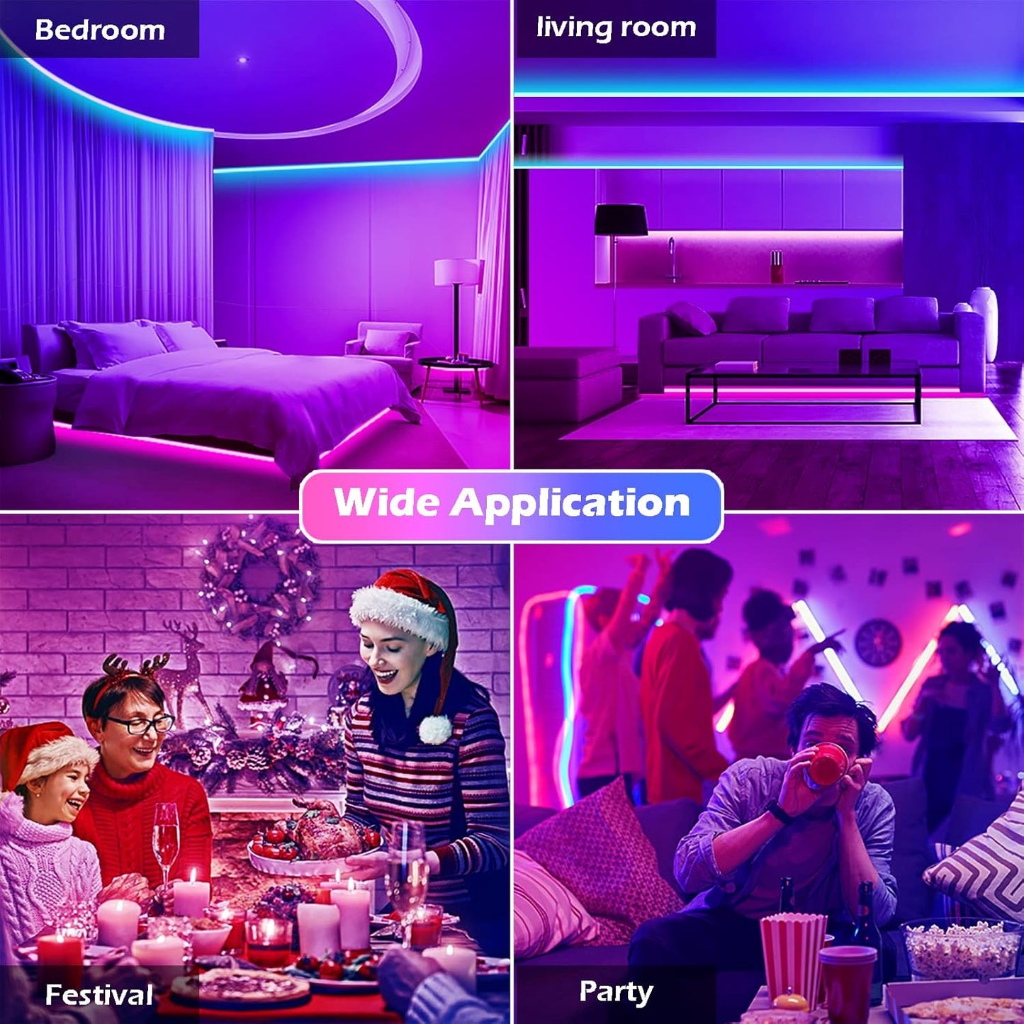 Led Strip Lights, 300ft/90m Long Smart Led Light Strips Music Sync 5050 RGB Color Changing Rope Lights,Bluetooth APP/IR Remote/Switch Box Control Led Lights for Bedroom,Home Decoration,Party,Festival