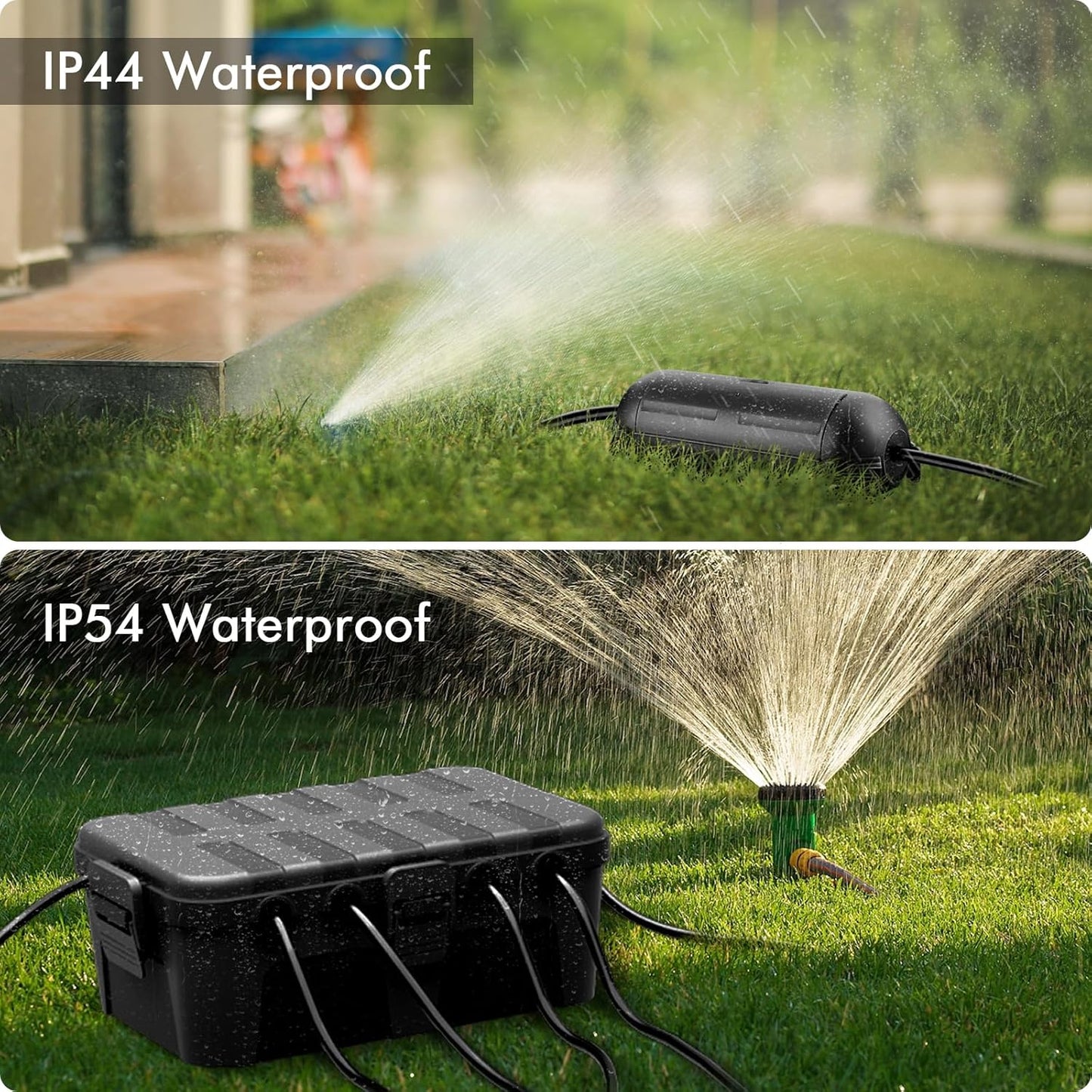 RESTMO 5-Piece Outdoor Waterproof Electrical Box Set – 12.5" x 8.5" x 5" Large & 7.1" x 2.3" x 2.3" Small, Weatherproof Boxes for Power Strip, Outlet, Plug, Socket, Timer, Holiday Light, Black