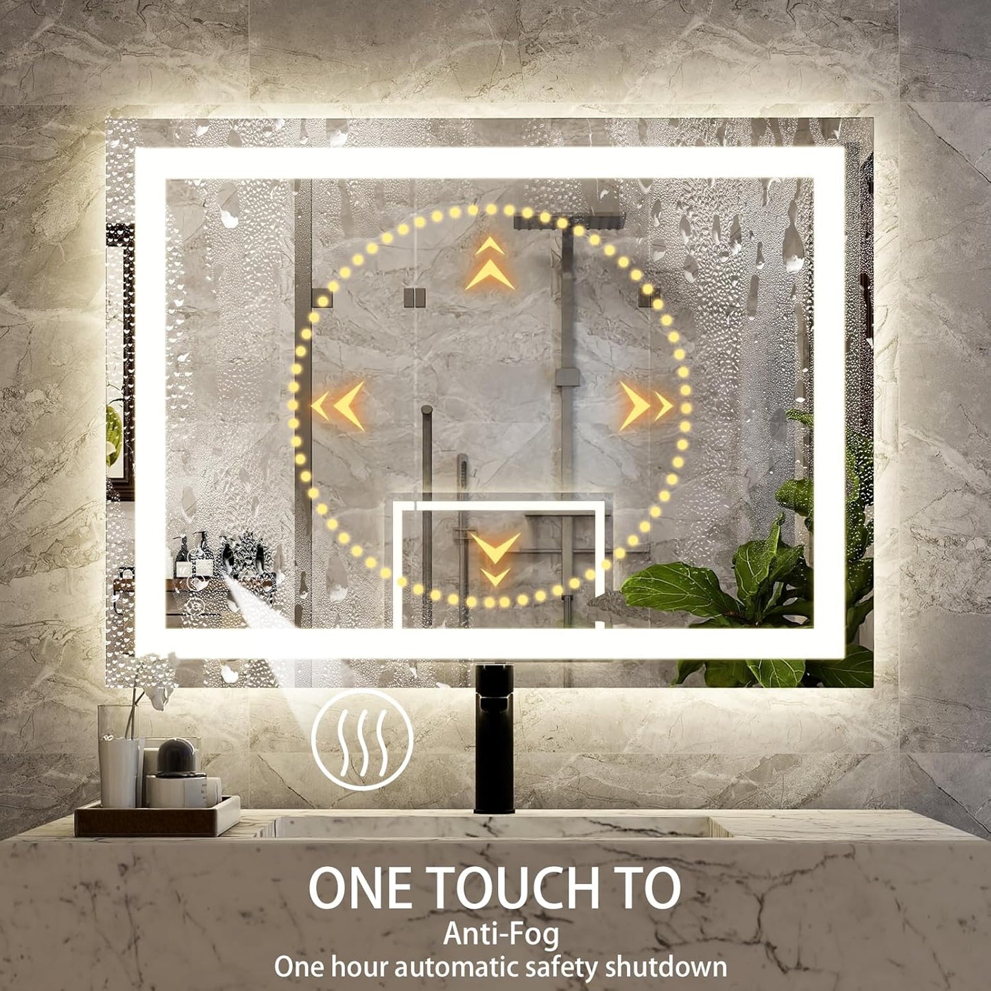 32'' x 24'' LED Bathroom Mirror with Lights, Wall Mirror with Front and Backlight, 3 Colors Vanity Mirror with Lights, Anti-Fog Wall Mirror for Bathroom