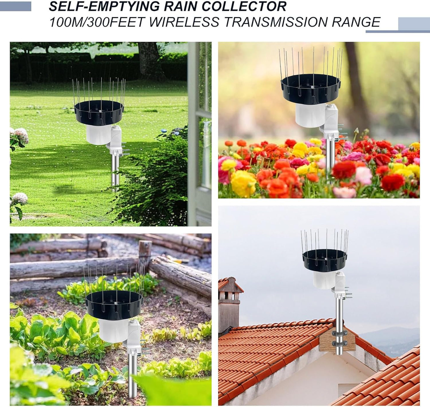 ECOWITT WH5360H Rain Gauge, Includes WH40H Rain Collector Sensor and Indoor Display Console