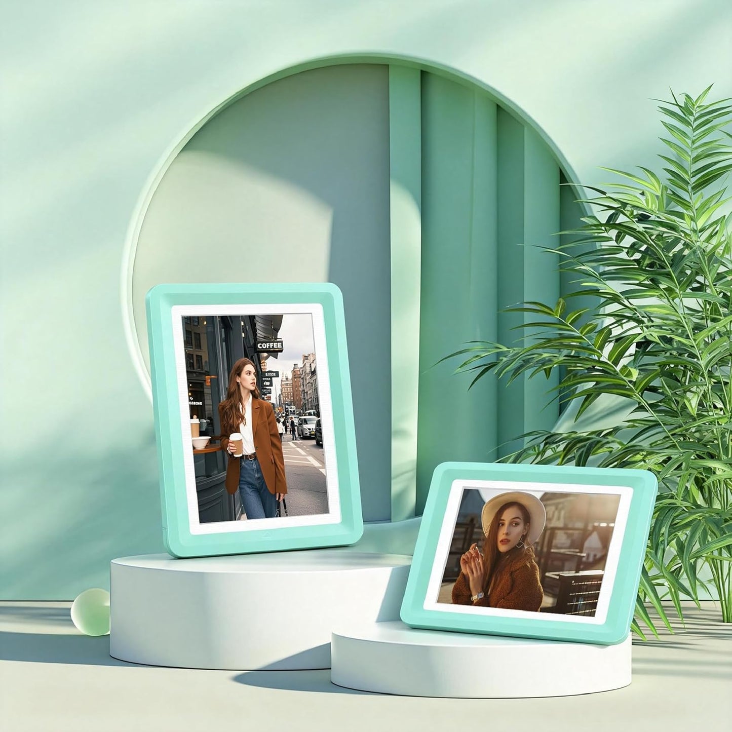 Green 5x7 Picture Frame with Acrylic Front 2 Pack, ABS Frame for 5x7 or 4x7 Photos, Shatterproof UV-Resistant Tabletop Photo Frame, Vertical/Horizontal Display for Home Décor