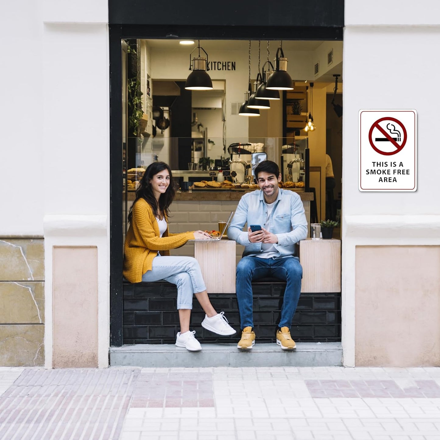 This is a Smoke Free Area Sign - ADA Compliant Digitally Printed Text Wall Sign - No Smoking in This Area Signs for Offices, Businesses, Hotels, and Restaurants - Vinyl 10” x 7”