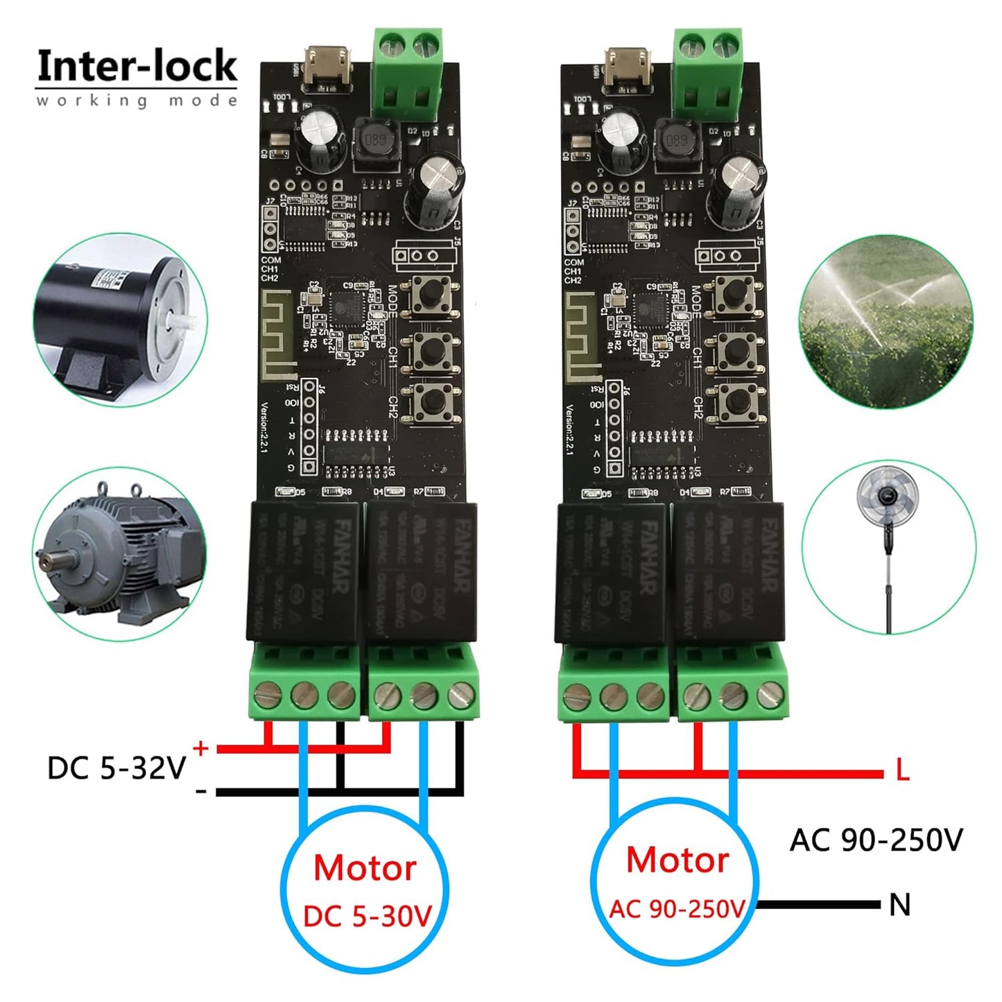 Jane Eyre 2 Channel WiFi Momentary/Self-Locking Relay Switch Module DC 7-32V DIY Switch Module TUYA/SmartLife APP Remote Switch Relay Compatible with Alexa Echo Google Home