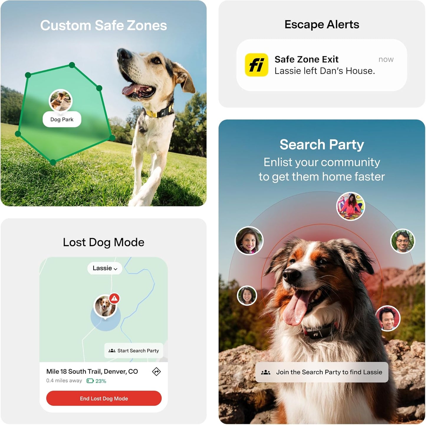 New Fi Series 3+ Smart Dog Tracker Collar [6 Month Membership Included] GPS Tracker for Dogs with Health & Behavior Monitoring, Escape Alerts, Waterproof, LED, Apple Watch Compatible (Gray, Large)