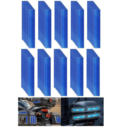 Non Fading Blue Reflective Stickers 1 inch X 6 inch, Outdoor Waterproof High Visibility Warning Safety Adhesive Reflector Tape (100 Pcs)