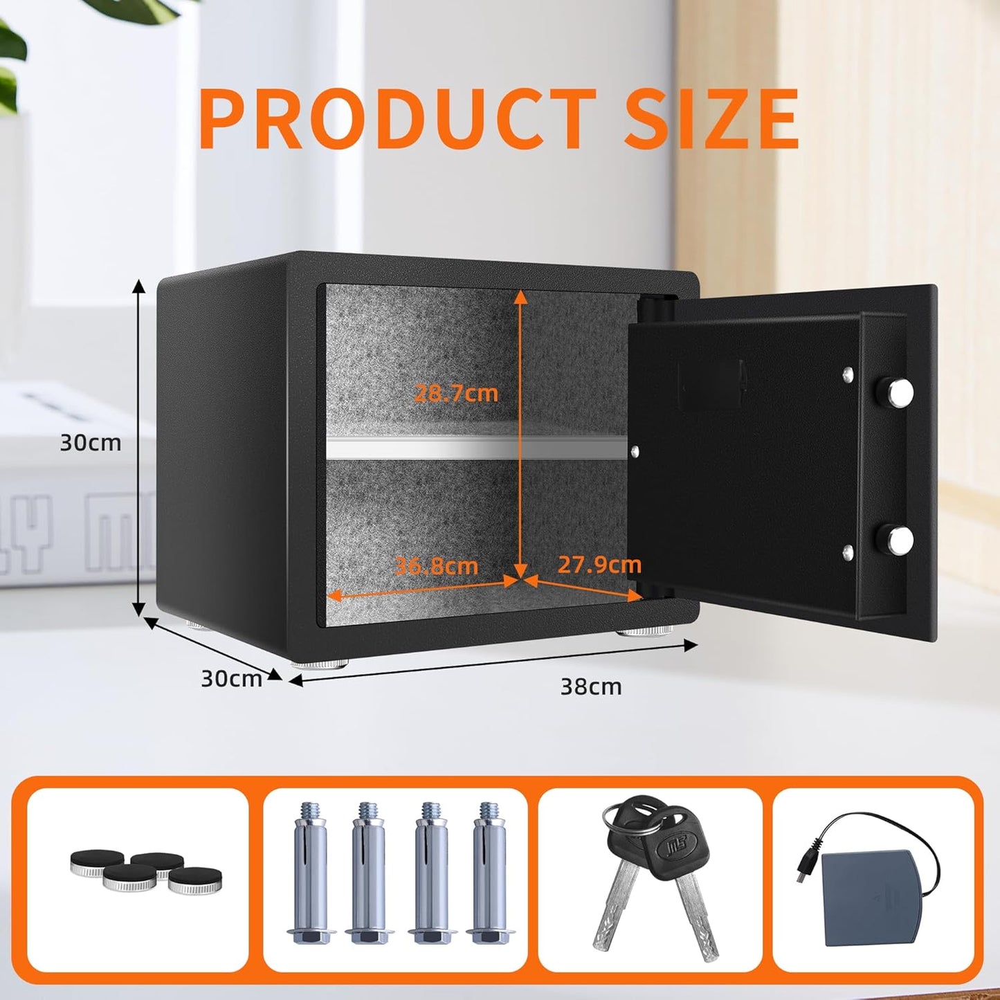 HSGCJS Biometric Fingerprint Safe Box with Digital Keypad, Security Safe for Home, Office and Hotel - 1.2 Cubic Feet