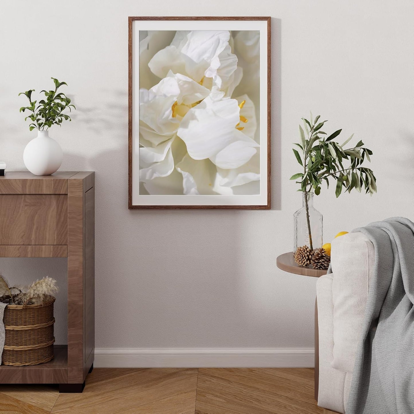 Fun Memories 22x30 Oak Wood Picture Frame, 22"x30" Poster Frame for Wall, 22x30 Picture Frame with Mat for 20x27, Solid Oak Wood Photo Frame 22 x 30 with Tempered Real Glass (Walnut Color, 1 Pack)