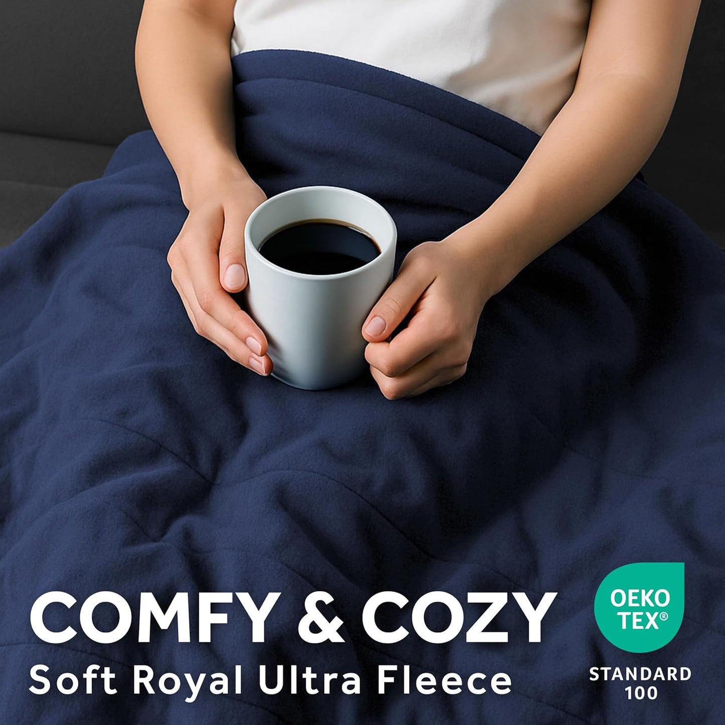 Sunbeam Royal Ultra Fleece Heated Electric Blanket, Twin Size, 84" x 62", 12 Heat Settings, 12-Hour Auto Shut-Off, Indigo