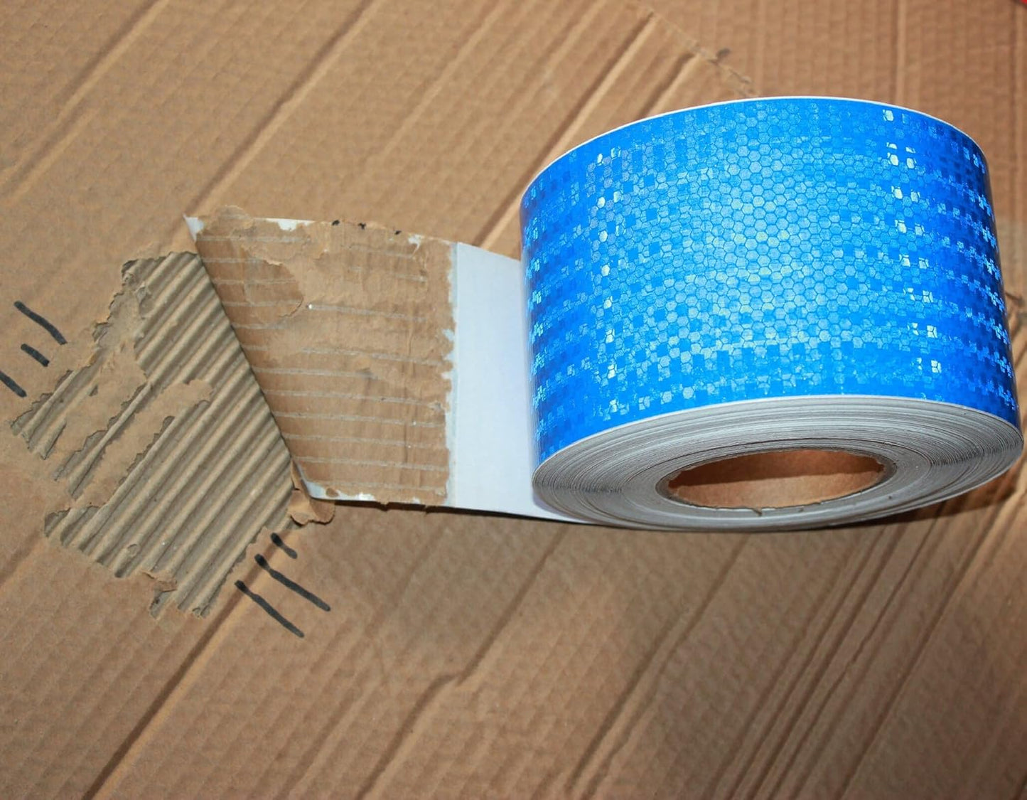 Blue Reflective Tape 3 inch Wide, Outdoor Waterproof High Visibility Warning Industrial Marking Tape, Safety Stickers (68 feet,5 Rolls)