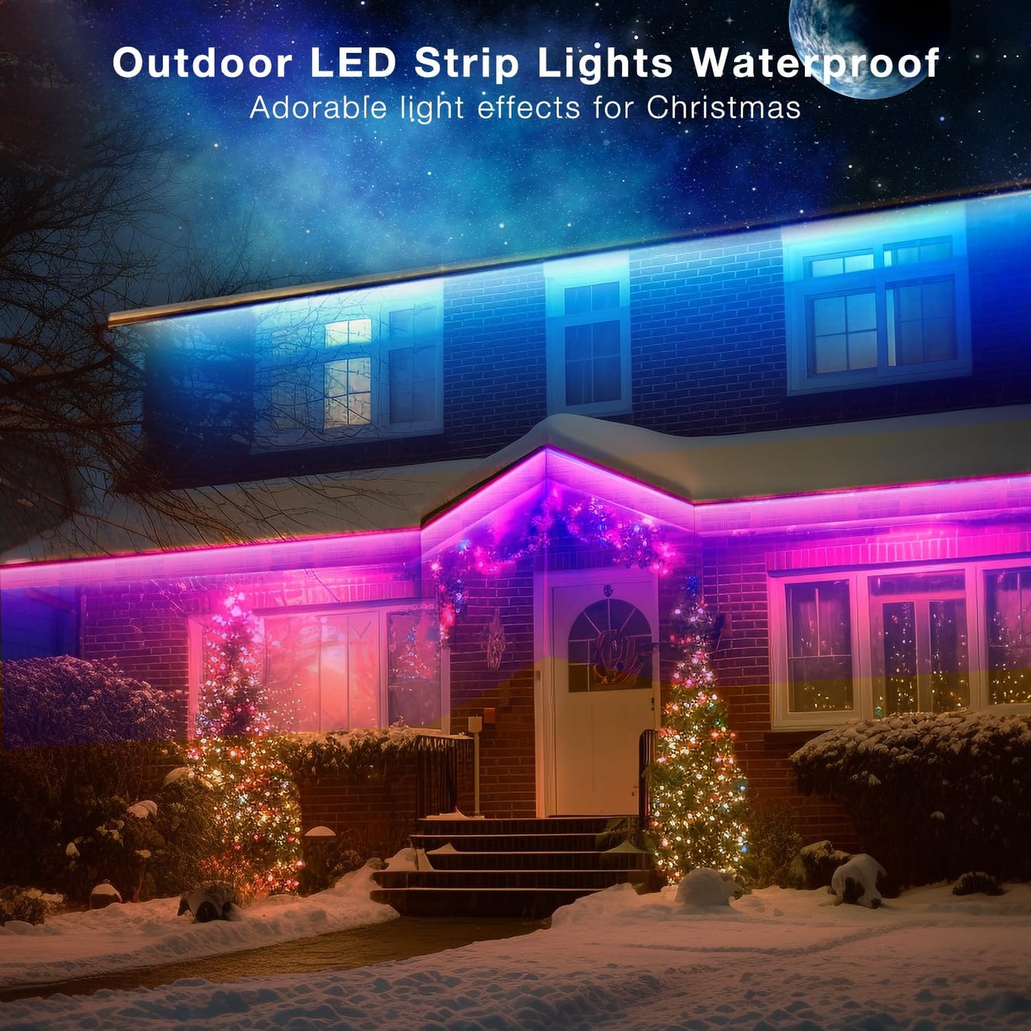 DAYBETTER Outdoor Led Strip Lights Waterproof, Smart LED Lights Work with Alexa and Google Assistant, WiFi App Control DIY Multiple Color Changing Lights Music Sync, LED Lights for Bedroom 32.8 ft