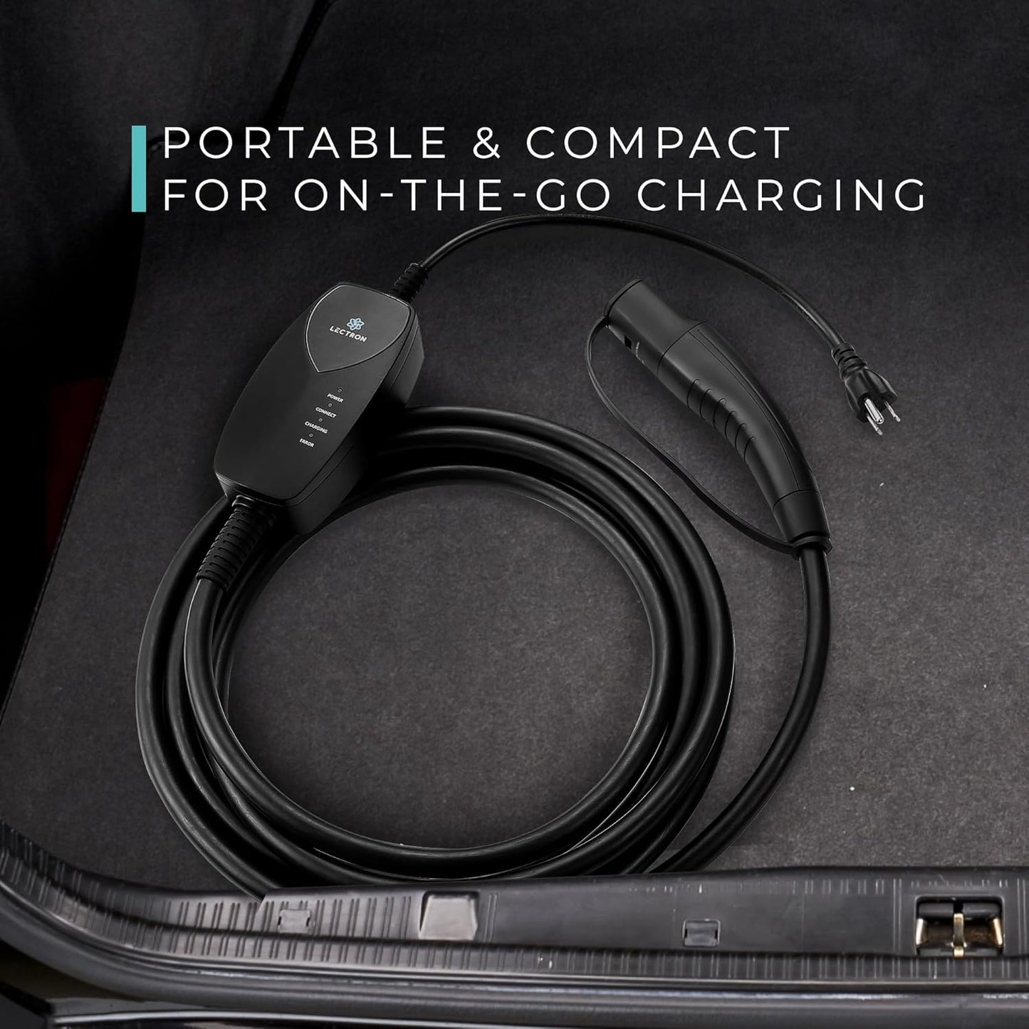Lectron Level 1 Tesla Charger (WiFi) with App Control - 12 Amp, 120V, NEMA 5-15 Plug, 16ft Extension Cable NACS Connector, Portable Home Electric Car EV Charger for All Tesla/NACS EVs
