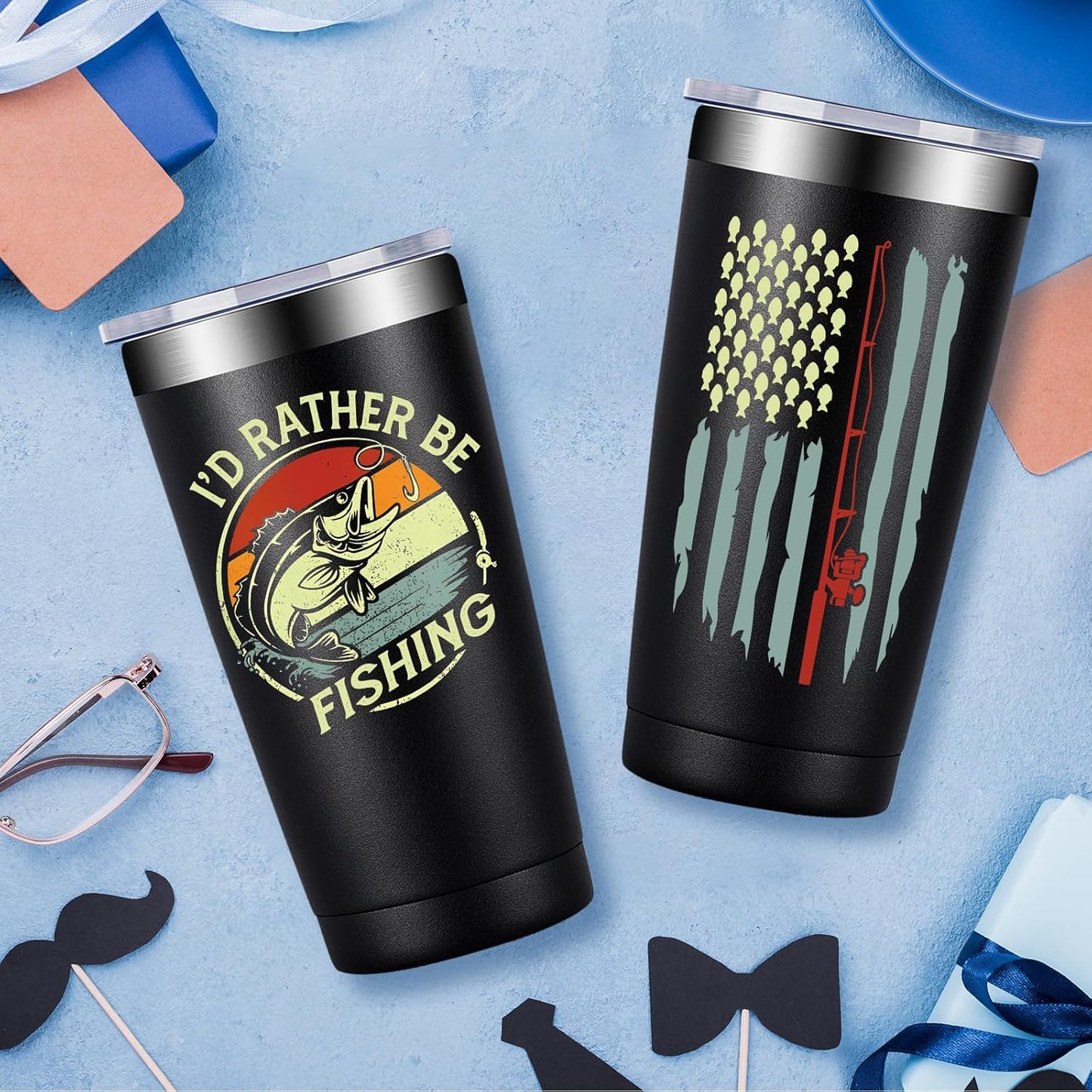 Fufandi Fishing Gifts For Men - Gifts for Fisherman - Fishing Christmas Gift, Birthday Fathers Day Gift for Dad, Men, Husband, Him - Tumbler Cup 20oz