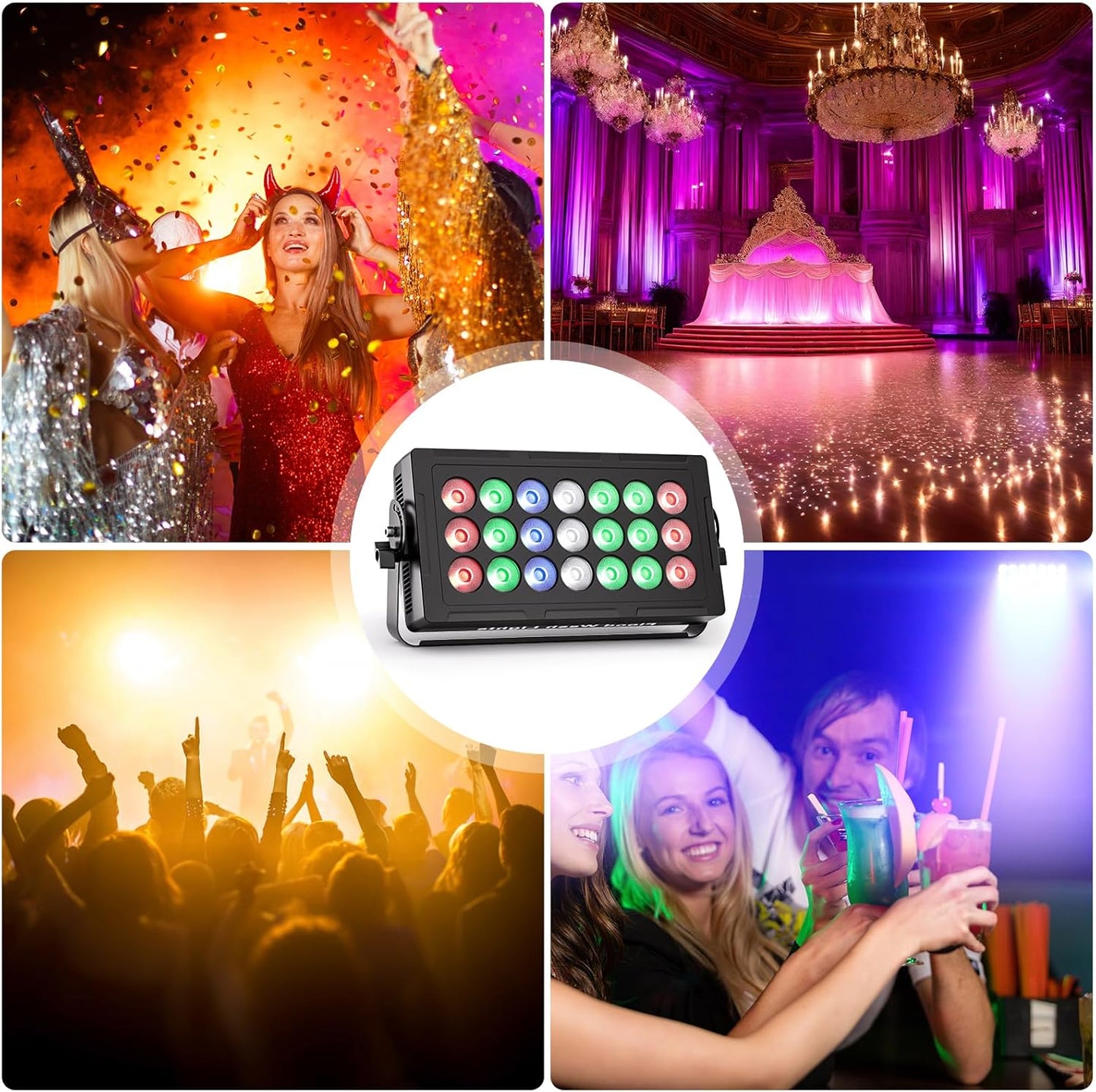 Stage Wash Light 21x15W LED RGBW Dj Lights for Parties, DMX Control Sound-Activated Stage Lighting Bar for Wedding Disco Party (1, 21 Lights)