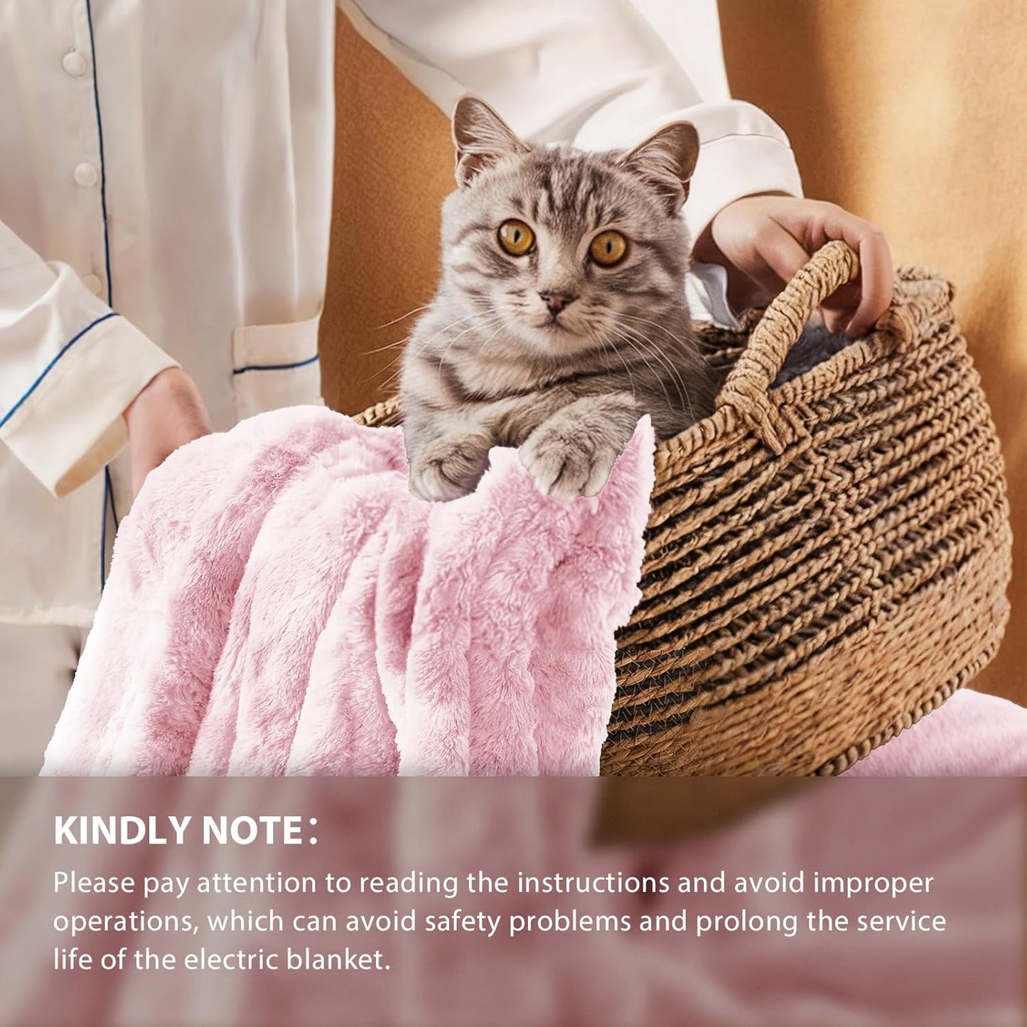 Homemate Electric Heated Blanket Twin Size - 62"x84" Heating Blanket Twin Size 1/2/4/6/8 Hours Auto-Off 10 Heat Level Over-Heat Protection Luxury Faux Fur Sherpa ETL Certification