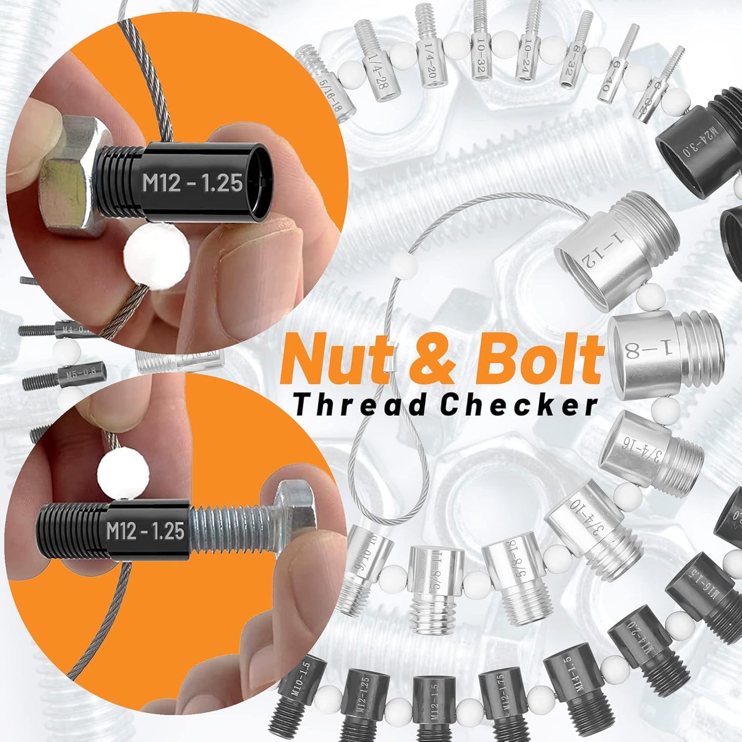 Nut and Bolt Thread Checker – High Speed Steel Thread Checker Standard and Metric – Complete SAE Male Female Gauge – Accurate Measurements