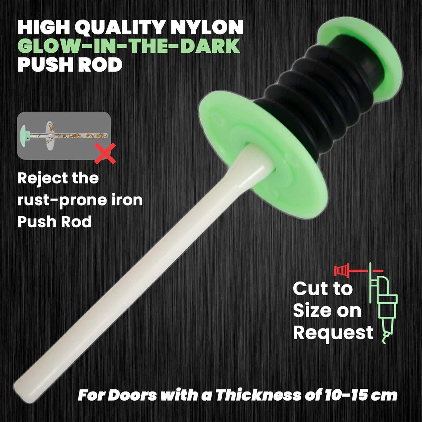 Walk in Cooler Door Handle, Walk in Cooler Door Closer Complete Latch Kit, Cooler Door Radial Latch (1/5 In-3/5 in(Offset)) and 6" Solid Nylon Glow-in-The-Dark Release Handle