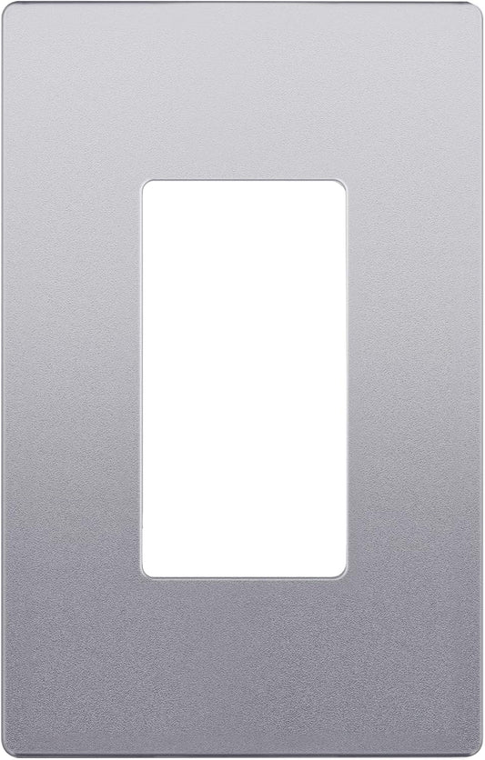 LIDER Matte Finish Decorator Switch Cover, Screwless Wall Plate, Mid-Size 1-Gang 4.88" x 3.11", Unbreakable Polycarbonate Thermoplastic, UL Listed, LSWP-31M-SV, Silver