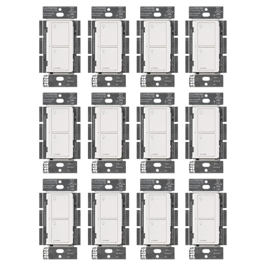 Lutron Caseta Original Smart Light Switch (Lutron Smart Hub Required), for Home, LED Lights, and Fans, 6 Amp, Single-Pole/3-Way, Neutral Required, PD-6ANS-WH-12-Pack, White, 12 Pack