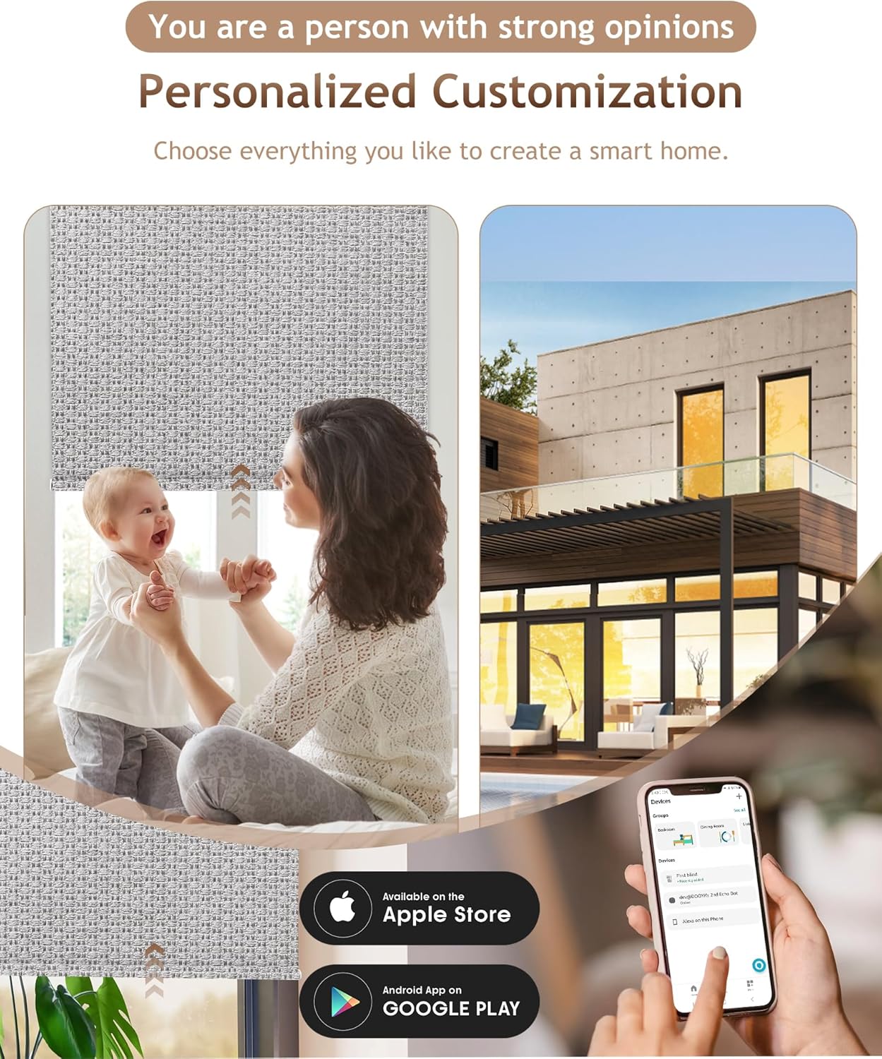 Kincmo Motorized Blinds with Remote,100% Blackout Motorized Roller Shades Work with Apple Homekit,Alexa,Google, Custom Electric Blinds with App,Voice Control (Groove Grey)