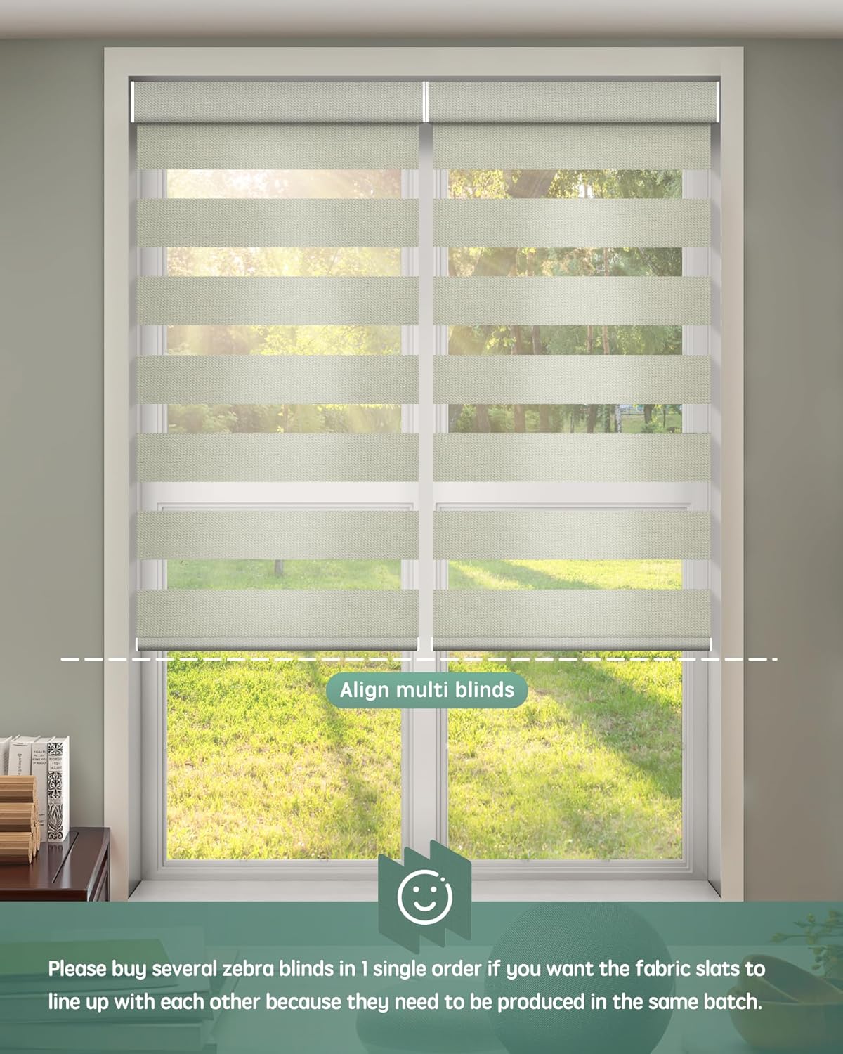 Yoolax Motorized Zebra Blinds Compatible with Alexa,Motorized Blinds with Remote Smart Automatic Custom Electric Window Blinds Cordless Indoor Blackout for Home Bedroom Kitchen (Striped Gold)
