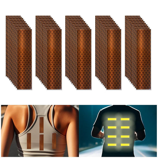 Non Fading Brown Reflective Stickers 1 inch X 4 inch, Outdoor Waterproof High Visibility Warning Safety Adhesive Reflector Tape (50 Pcs)