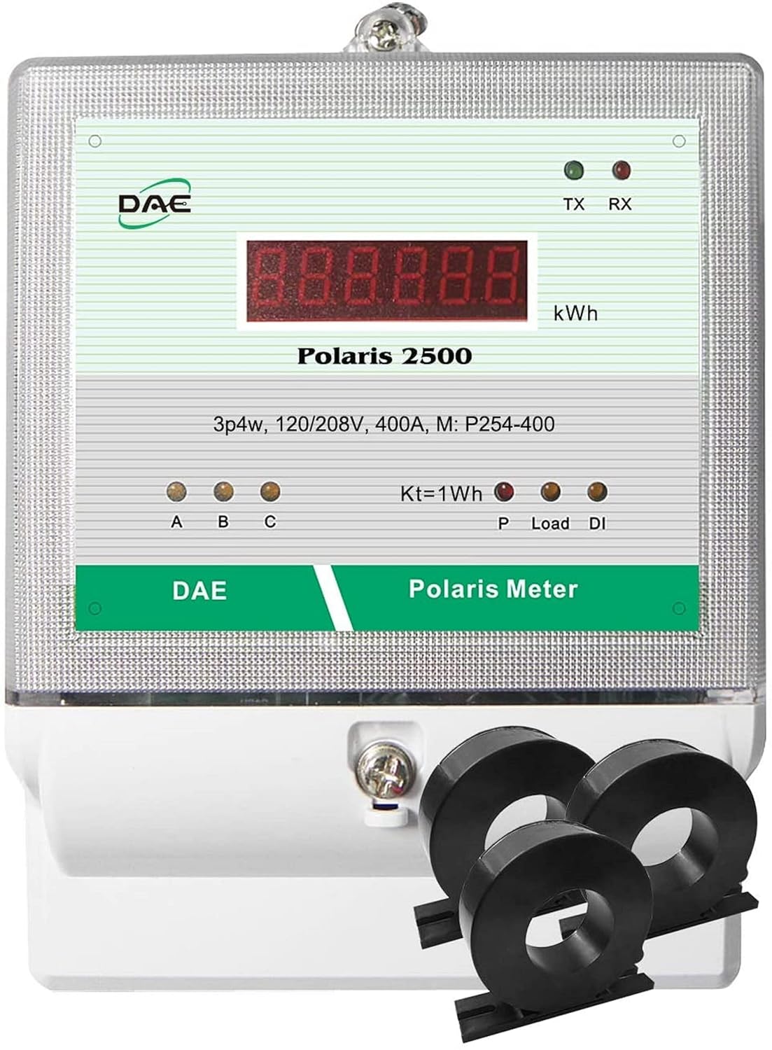 DAE P254-400-S KIT, UL kWh Smart Submeter, 3 Phase, 400A, 120/208v, 3 Solid Core CTs (Inner Dia 1.38"), RS485