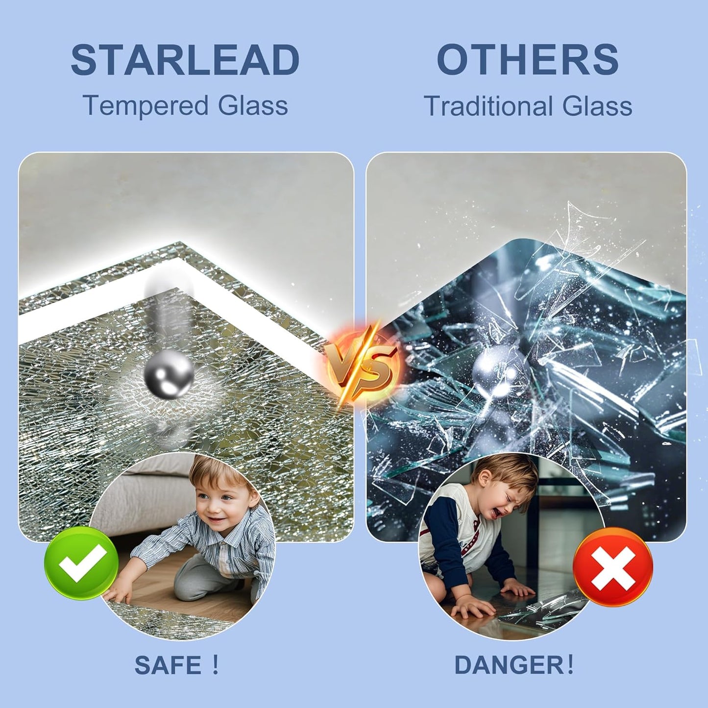 STARLEAD Led-Bathroom-Mirror-with-Lights, 36"x36" Wall-Mounted with 3 Colors Dimmable Light, Bluetooth Speaker, Anti-Fog, Memory, Tempered Glass, Front & Backlit (Horizontal/Vertical)
