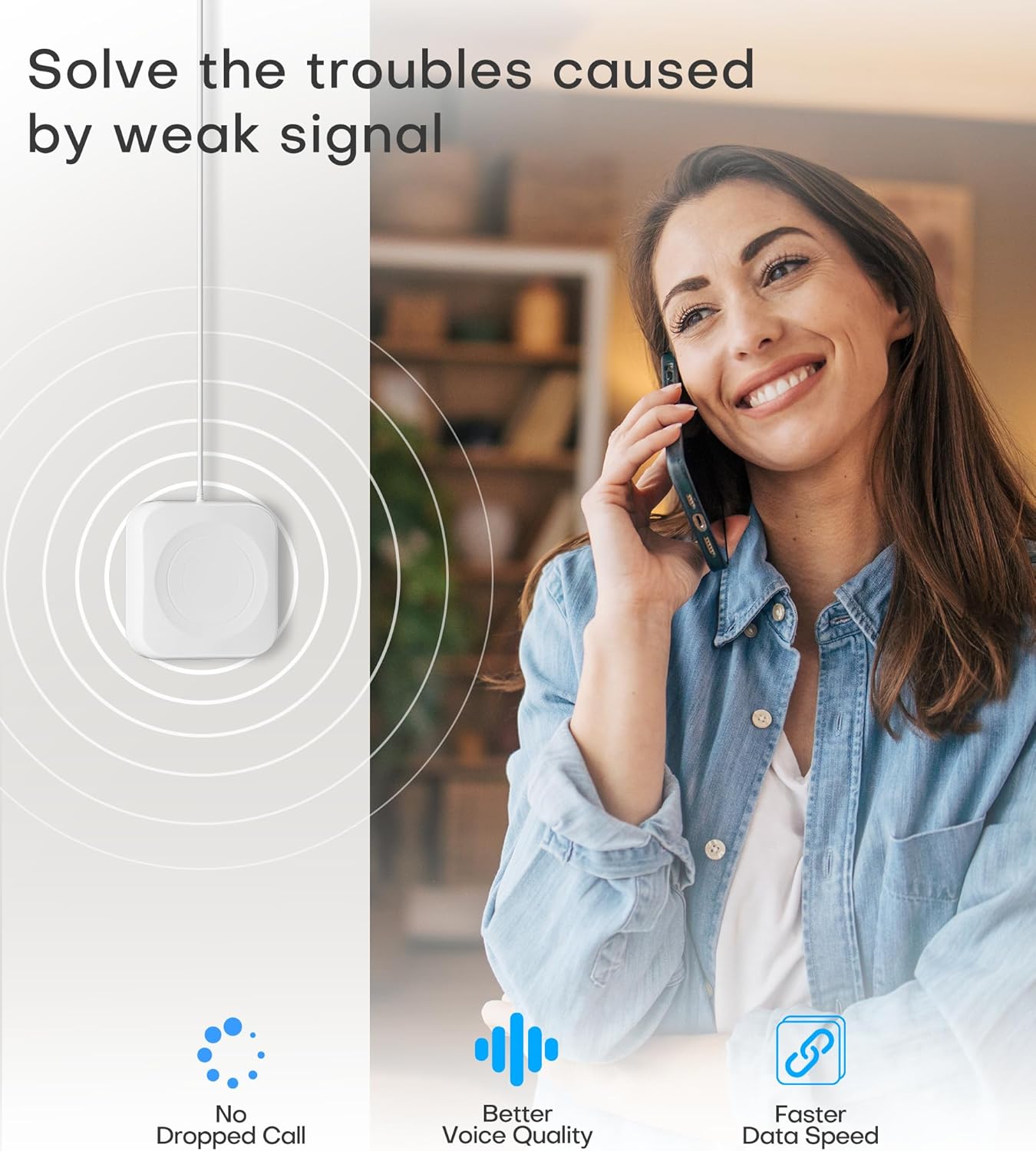 Cell Phone Booster for Home, Cover 6,000 Sq Ft with 2 Indoor Antennas for All US Carriers Cell Signal Booster for Destination RV, 4G LTE 5G Compatible Verizon AT&T T-Mobile, APP Support | FCC