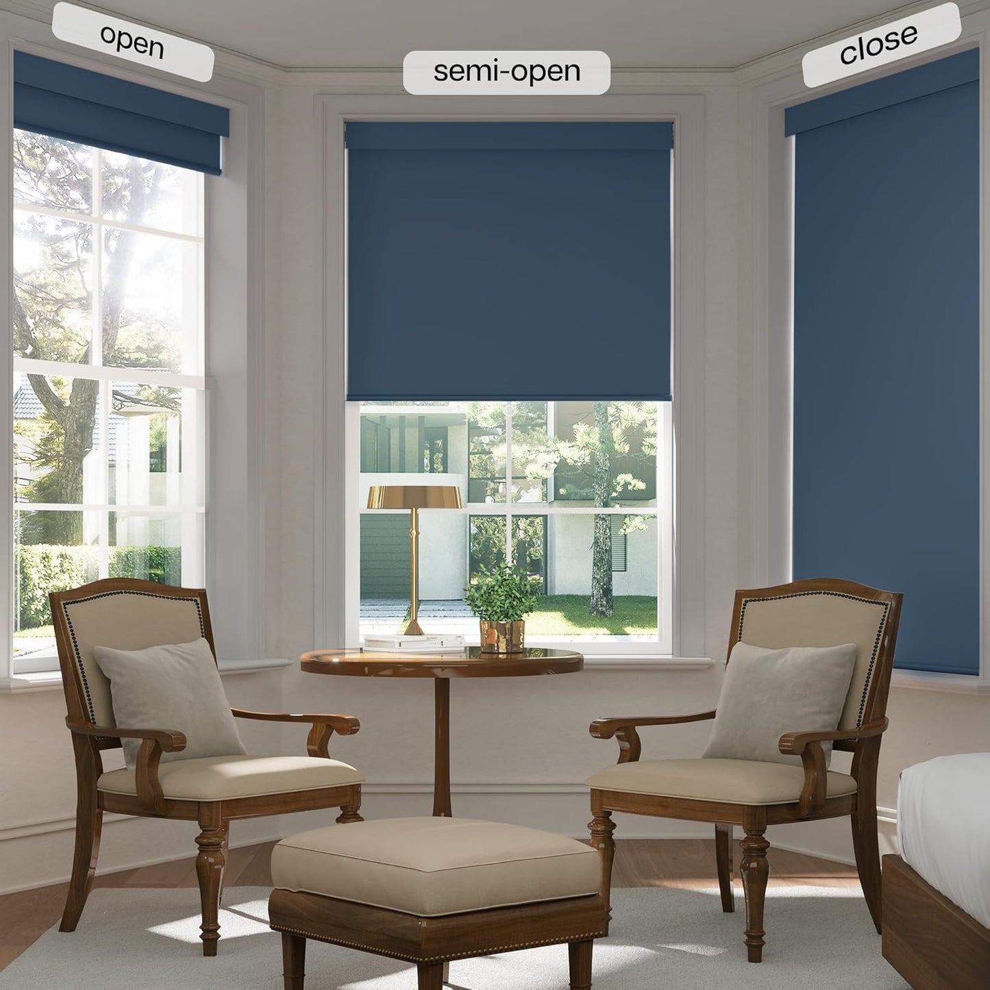 LazBlinds No Drill Blinds for Indoor Windows, Blackout Roller Shades, Cordless Window Blackout Blinds, Thermal Insulated Fabric UV Protection for Home and Office, 39" W x 72" H, Navy Blue
