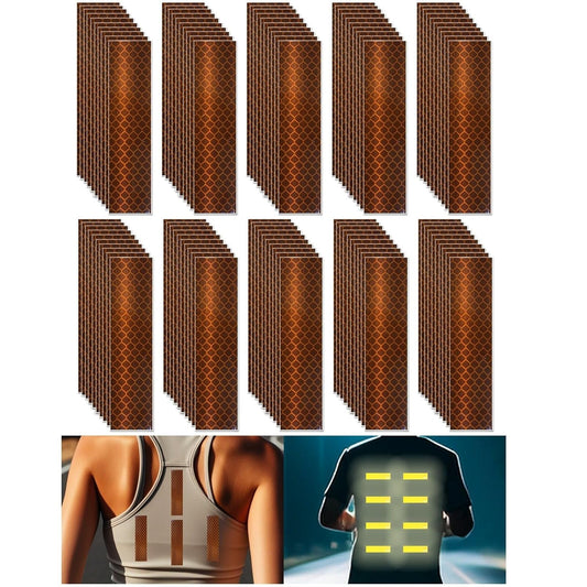 Non Fading Brown Reflective Stickers 1 inch X 4 inch, Outdoor Waterproof High Visibility Warning Safety Adhesive Reflector Tape (100 Pcs)