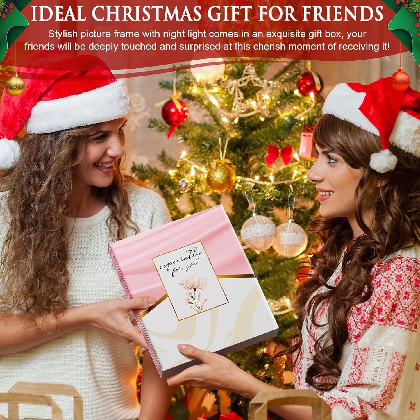 Christmas Gifts for Friends Best Friend Birthday Gifts for Women - Best Friend Picture Frame with Night Light, Unique Friendship Gift for Women Friends Female Men Girls Long Distance Relationship Gift