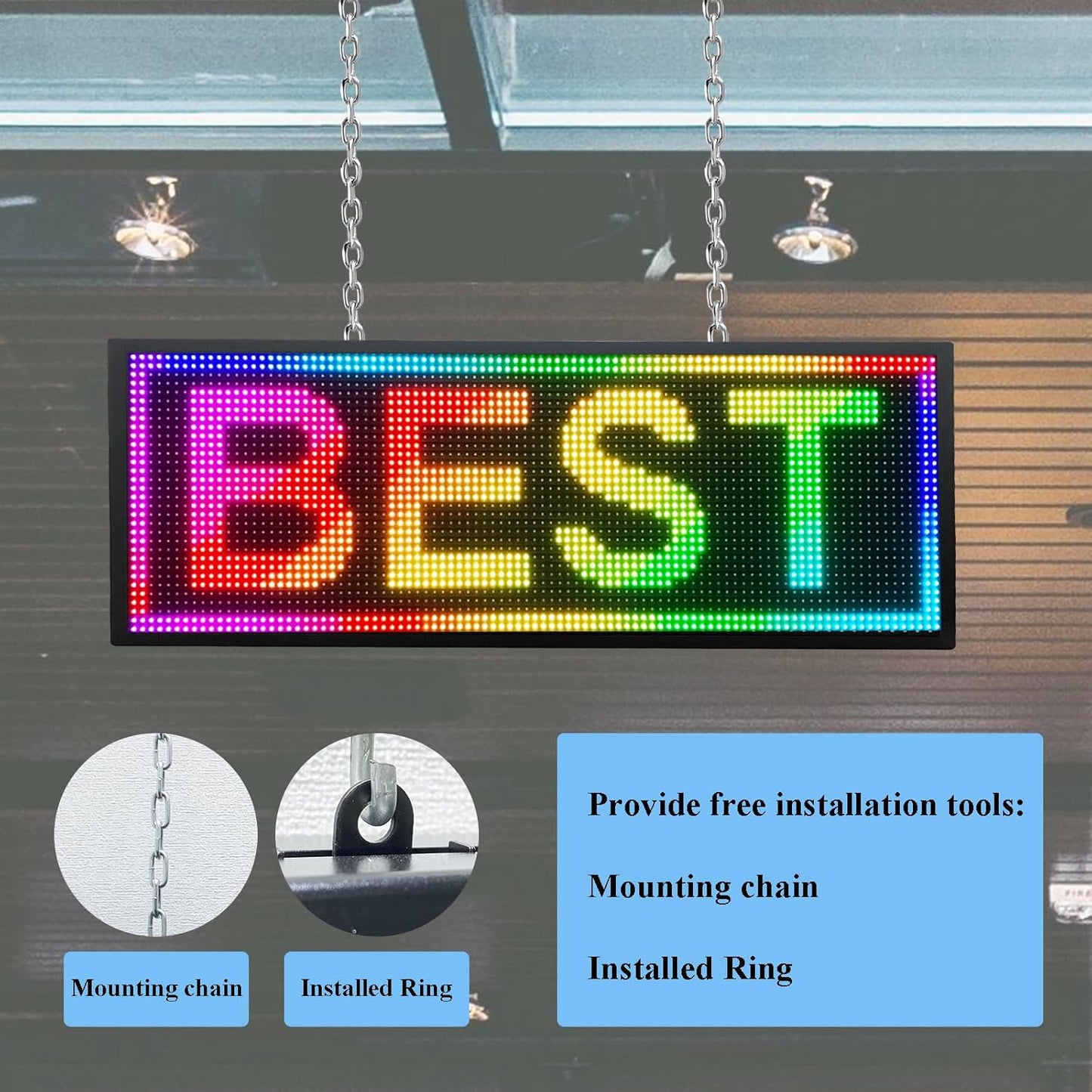 Outdoor P10 Led Scrolling Sign RGB Full Color by WIFI Control With High Brightness led sign Programmable for Business Advertising Board (39''x14'')