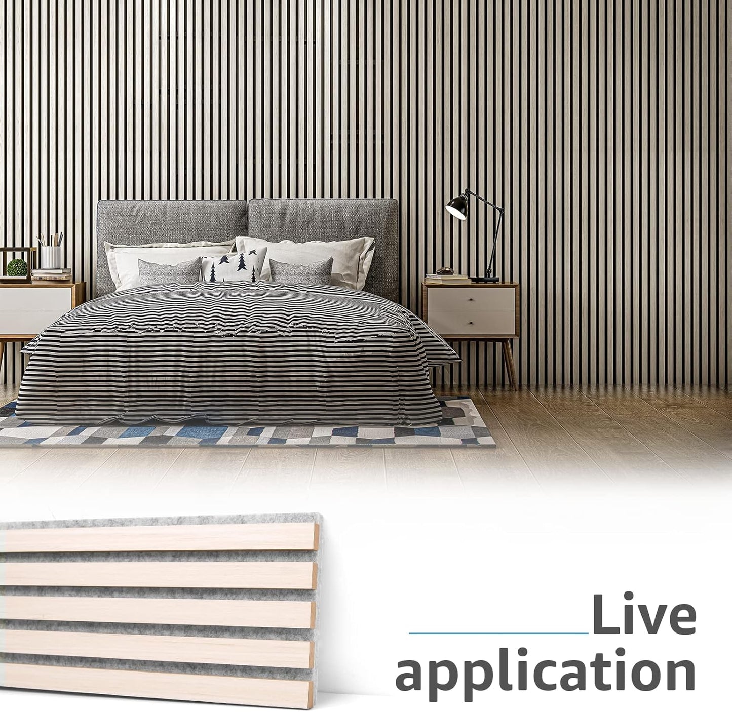 Art3d 4-Piece Wood Slat Acoustic Panels for Stylish Decor and Noise Reduction, 3D Textured Panel for Ceiling and Wall, White Elm