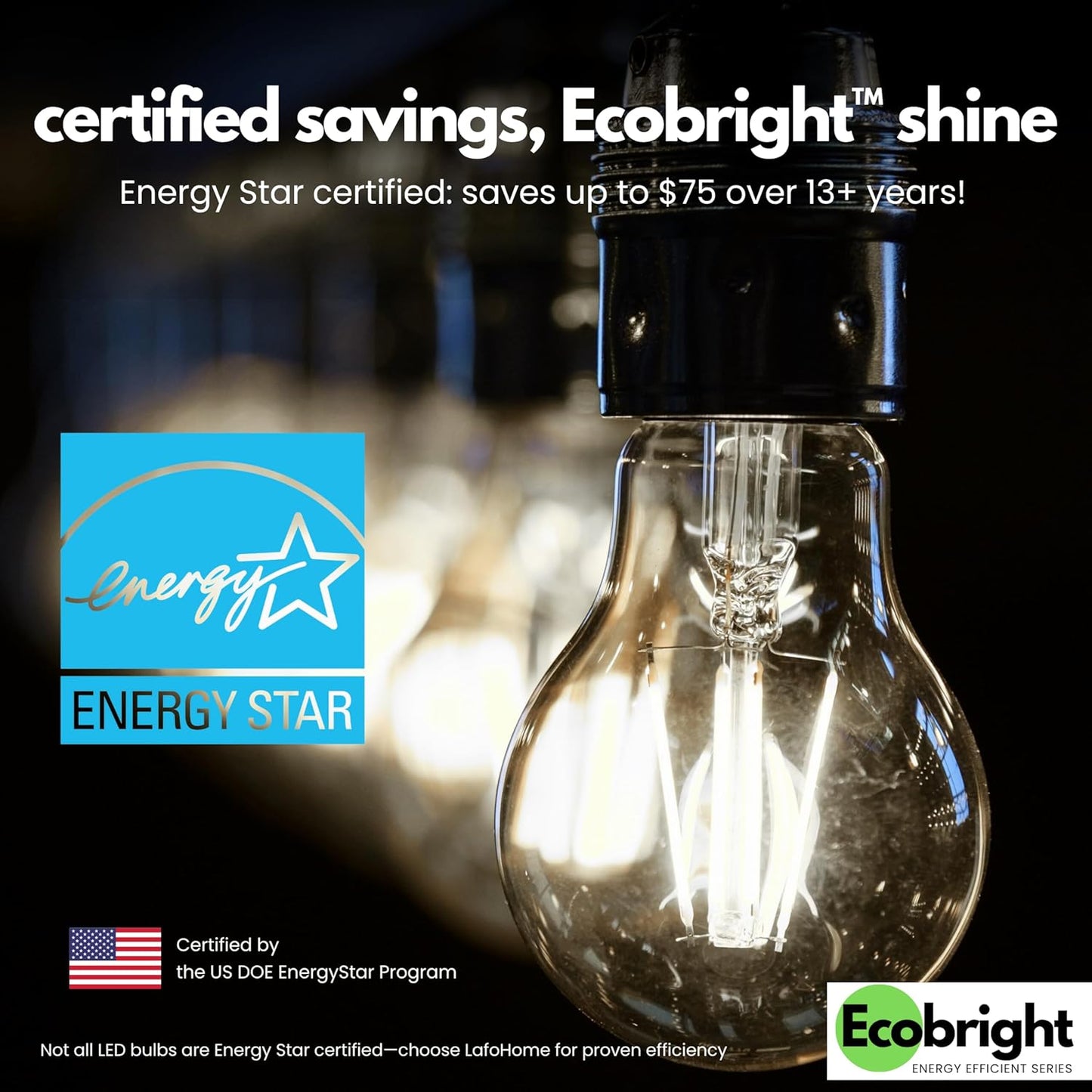 EcoBright 4PK Dimmable A19 LED Filament Bulb 40W Equivalent 5W E26 Base 450 Lumens CRI90 Flicker Free Clear Glass Energy Star Title 20 Daylight 5000K for Lamps Ceiling Fixtures and Indoor Use