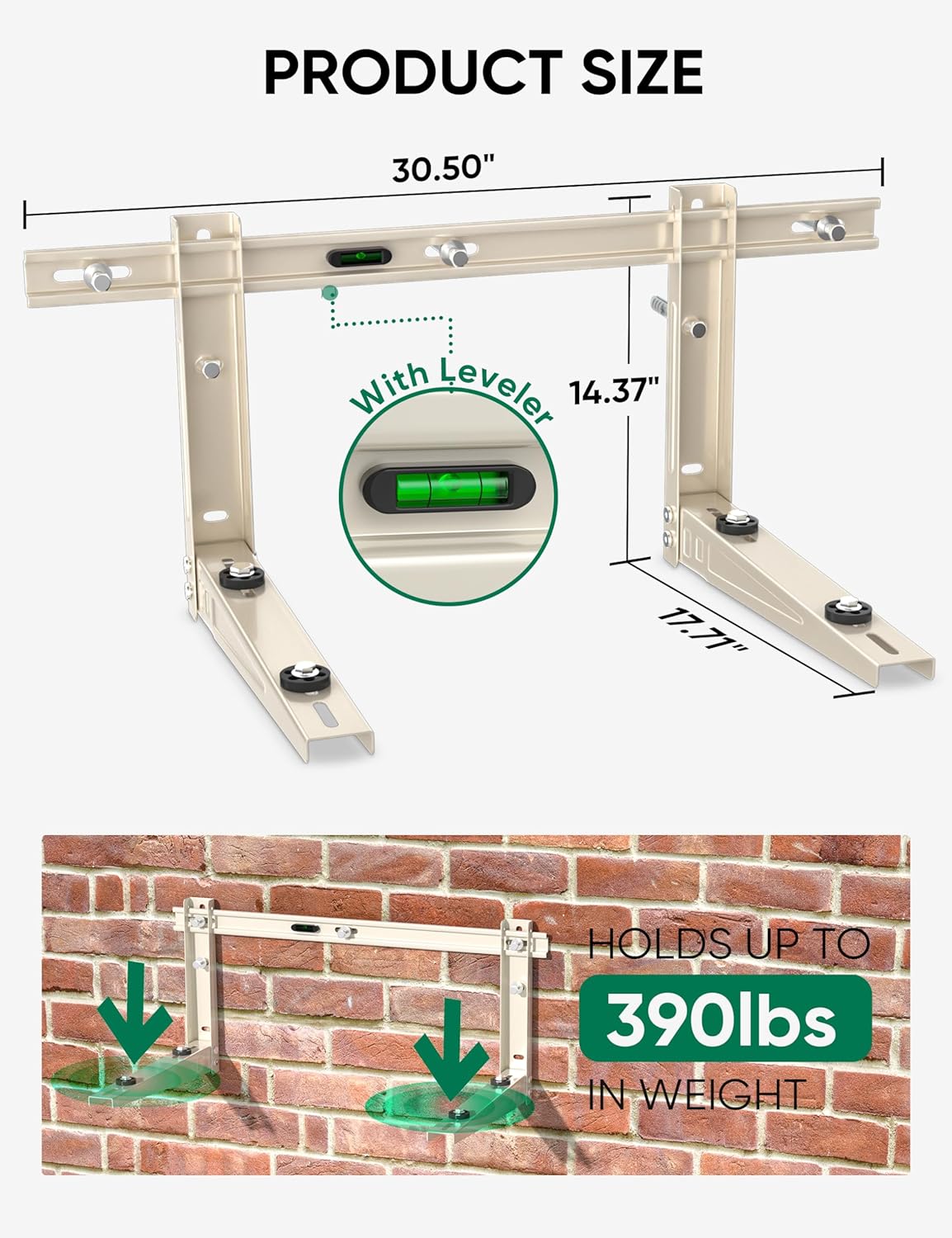 Mini Split Wall Mounting Bracket for 7000-12000 BTU Mini Split Air Conditioner with Leveler Universal Ductless AC and Heat Pump Systems Outdoor