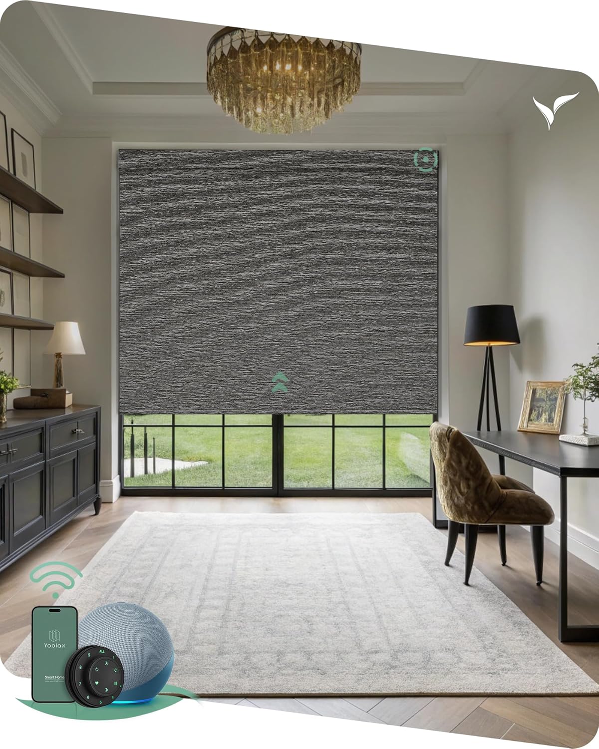 Yoolax Motorized Blinds with Remote, Smart Blinds for Windows Blackout Automatic Shades Compatible with Alexa Remote Control Roller Window Shades with Valance, Custom Size (V-Rock Stripe)