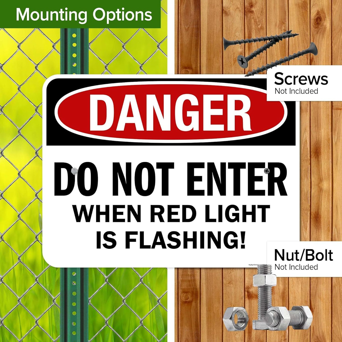 Danger Do Not Enter When Red Light is Flashing Sign, 18x24 Inches, Rust Free .063 Aluminum, Fade Resistant, Made in USA by My Sign Center