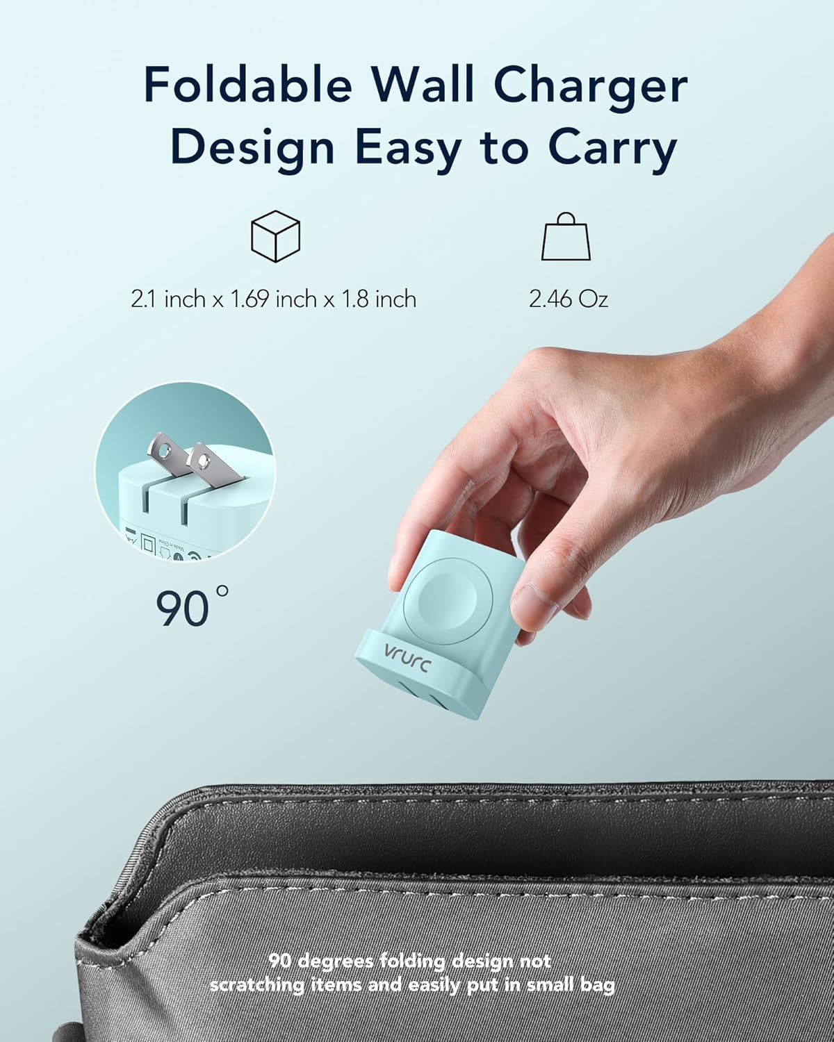 VRURC for Apple Watch Charger, Wireless Magnetic Portable iWatch Charger, PD 20W 3-in-1 Travel Essentials Fast Charging Block for iWatch Ultra/SE/11/10/9/8/7/6/5,iPhone 17/16/15/14/13 etc-Green