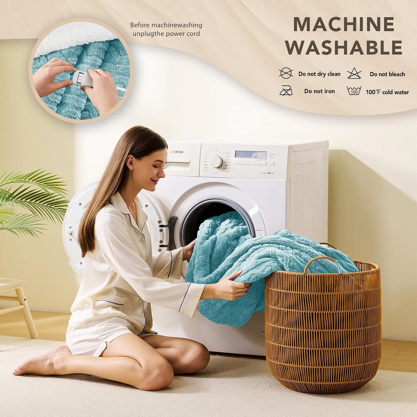 Homemate Electric Heated Blanket Full - 72"x84" Heating Bed Blankets Throw with 10 Heating Levels 8 Hours Auto Off Fast Heating Over-Heated Protection Ultra Soft Warm Flannel ETL Certified