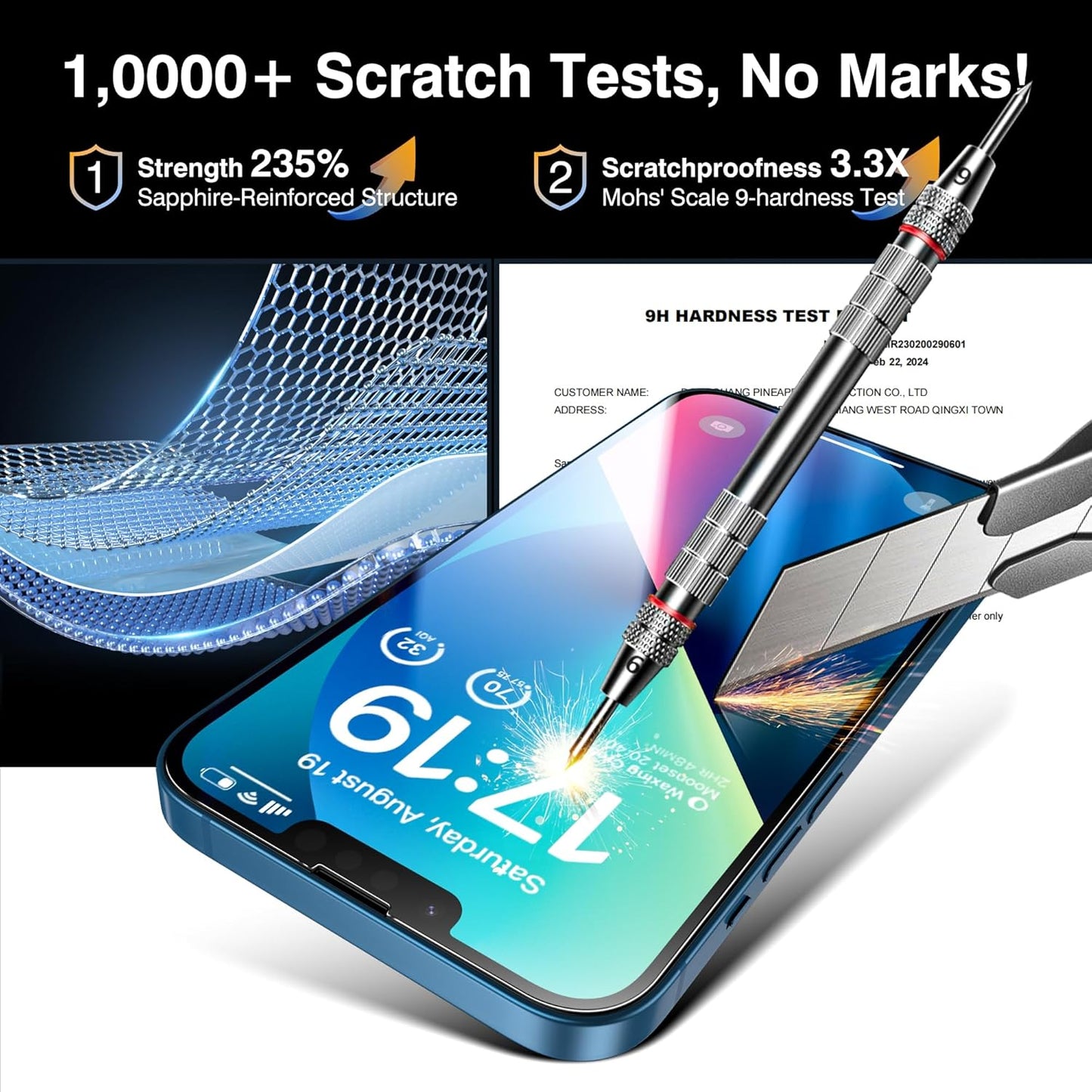 EZ-GLAZ- 4 Pack for iPhone 13 Screen Protector [6.1"] With 2 Pack Camera Lens Protector, 9H+ Hardness 12FT Military Grade Shatterproof Scratch Resistant Durable Tempered Glass Film with Flawless Fit Kit, HD Clear