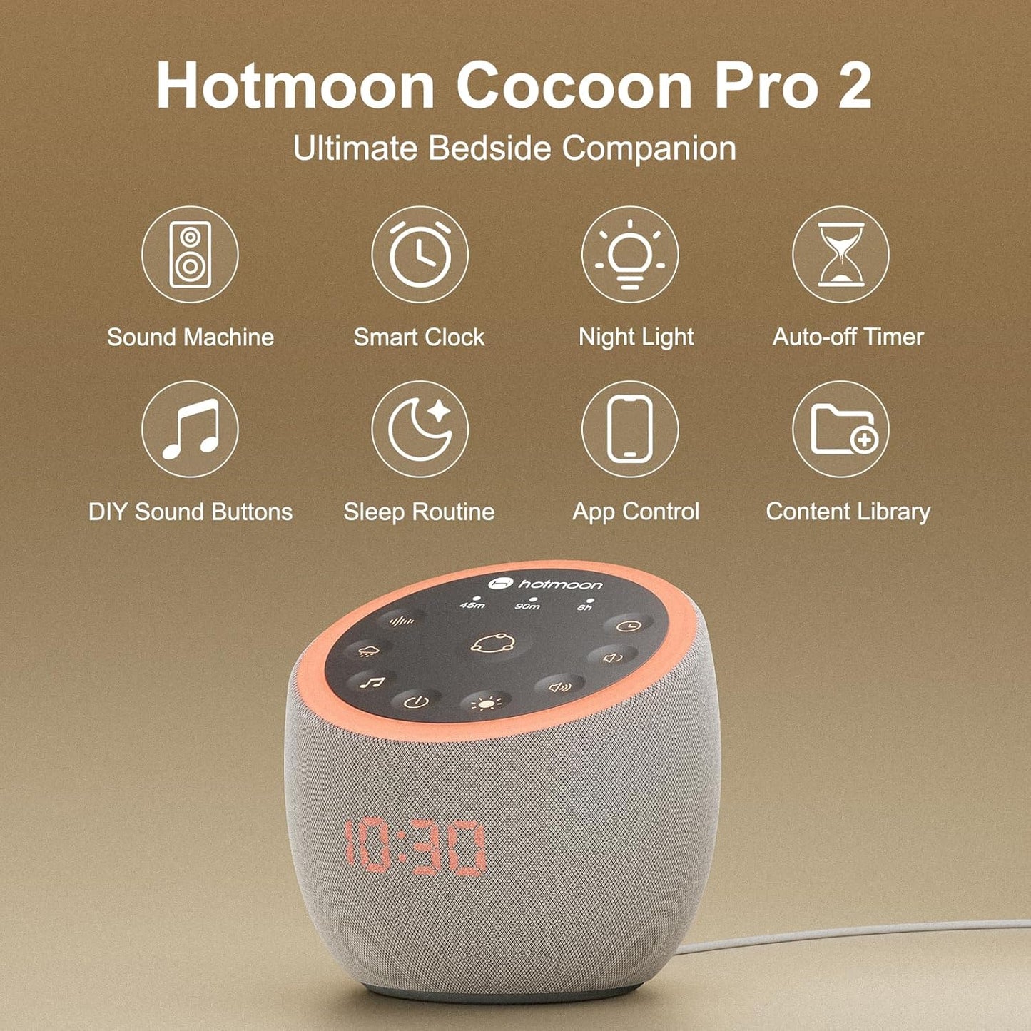 Hotmoon Sound Machine 388 Soothing Sounds White Noise Machine for Babies & Adults, Smart Night Light, Sleeping Timer App Control, Brown Noise Pink Noise Block Out Office Yoga, Plug-in