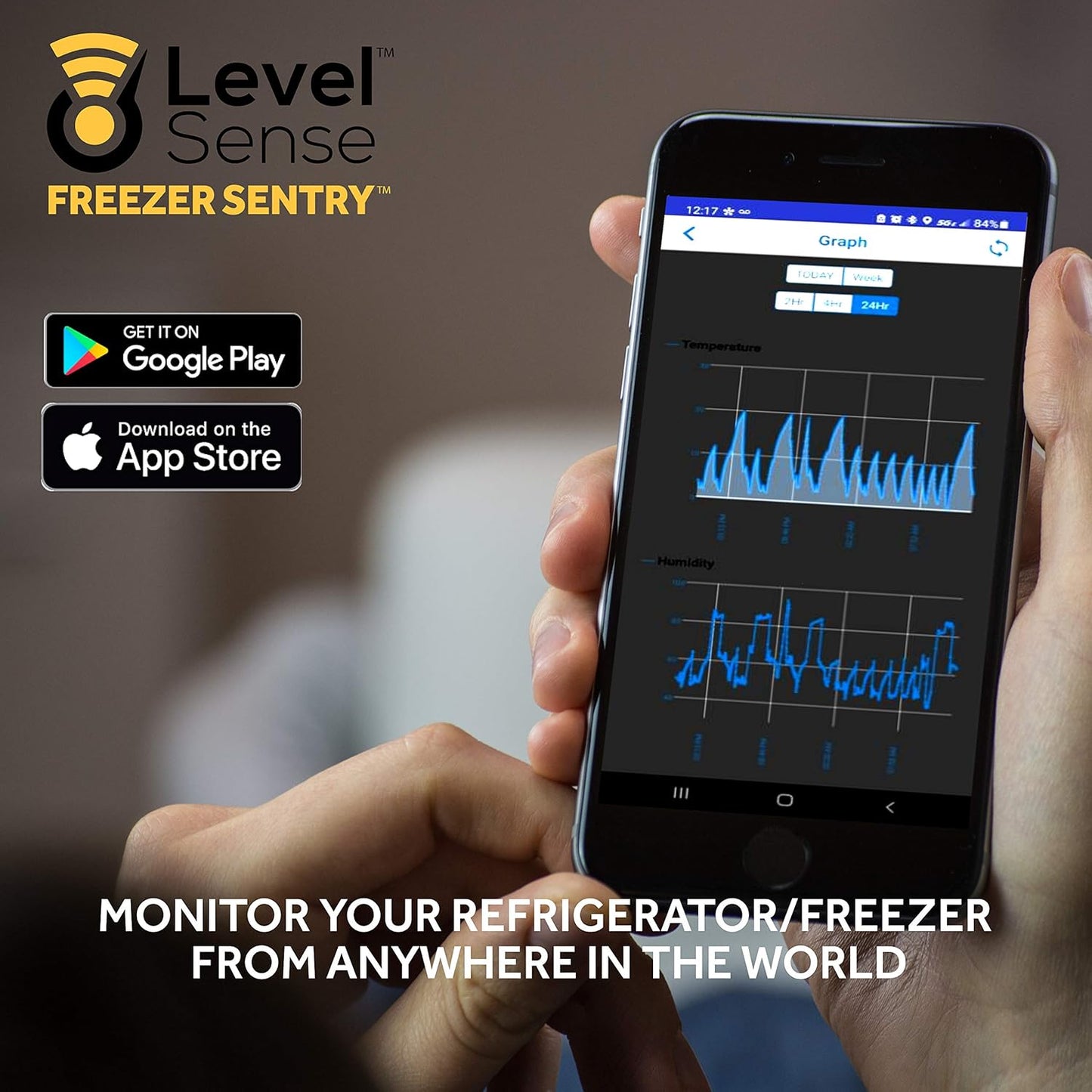 WiFi Freezer Alarm and Refrigerator Temperature Monitor – Wireless Freezer Thermometer (10 Foot Sensor Length)