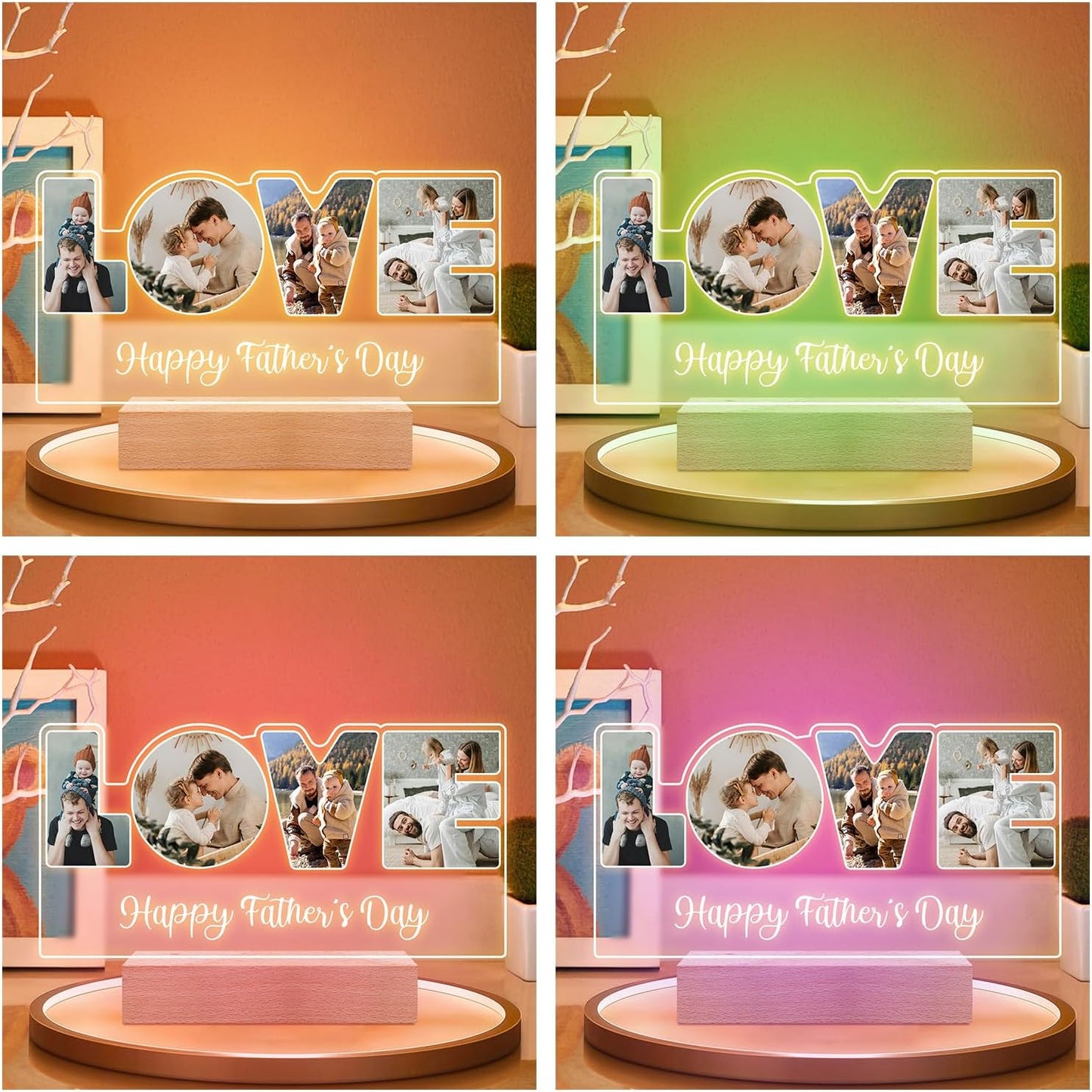 Custom Picture Frame with Photo, Customized Picture Frames with Night Light, Personalized Photo Frame, Personalized Valentines Day Gifts for Dad